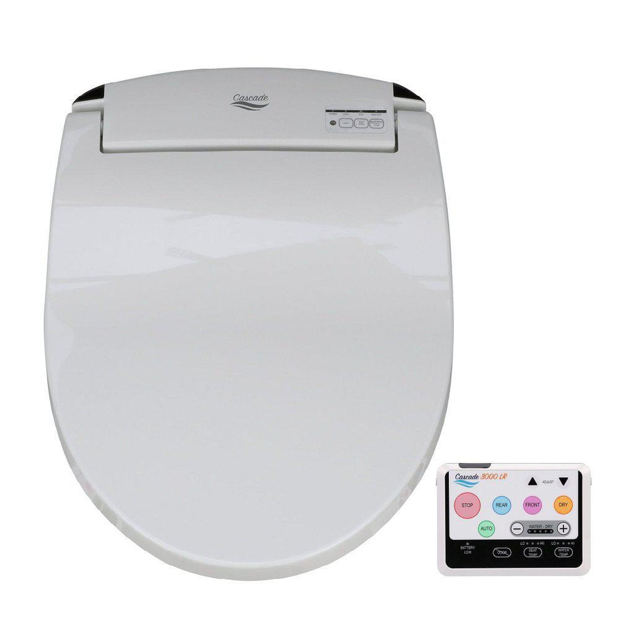 Dignity Solutions, Dignity Solutions Cascade 3000 19" Round White Electric Bidet Toilet Seat With Large Remote Control