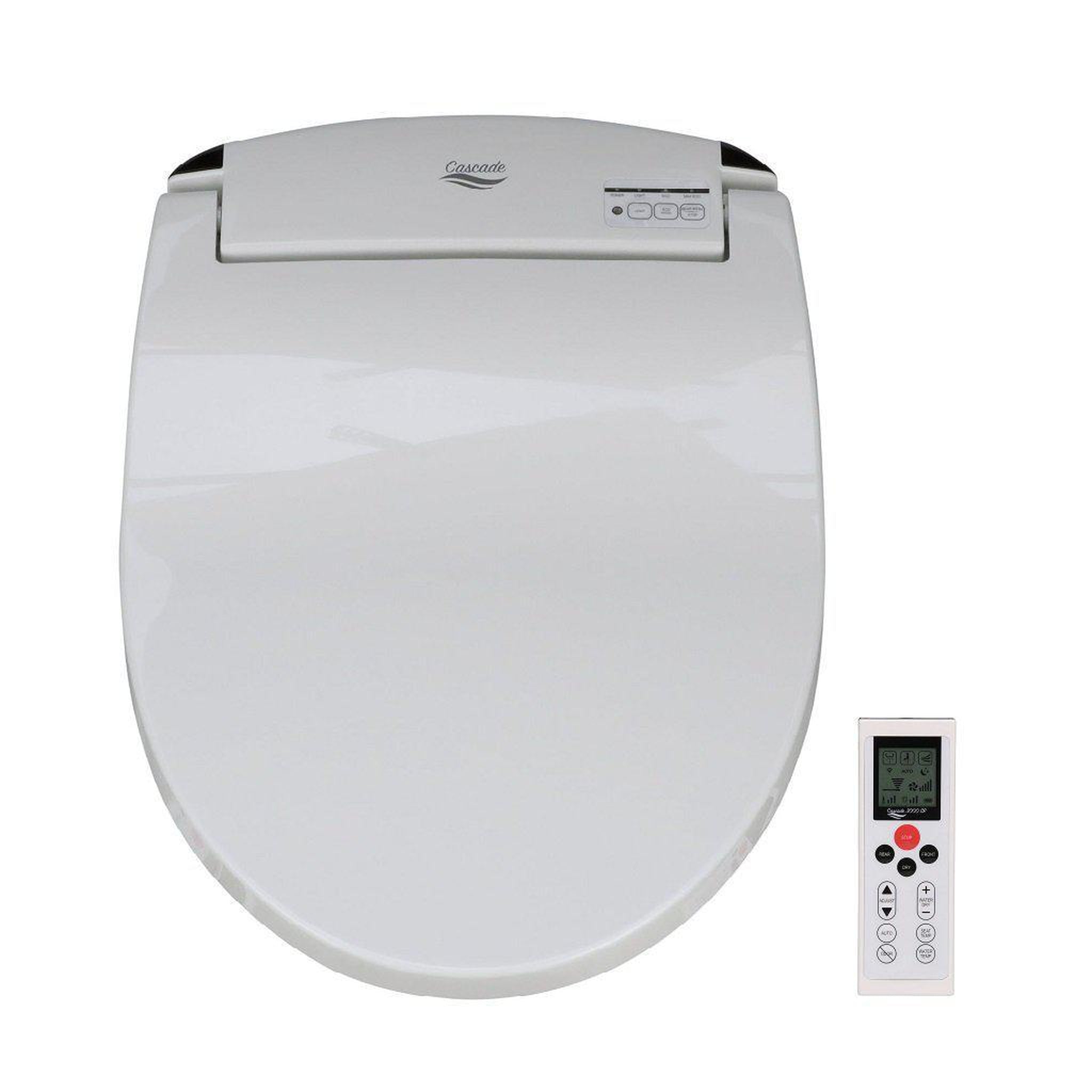 Dignity Solutions, Dignity Solutions Cascade 3000 19" Round White Electric Bidet Toilet Seat With Small Remote Control