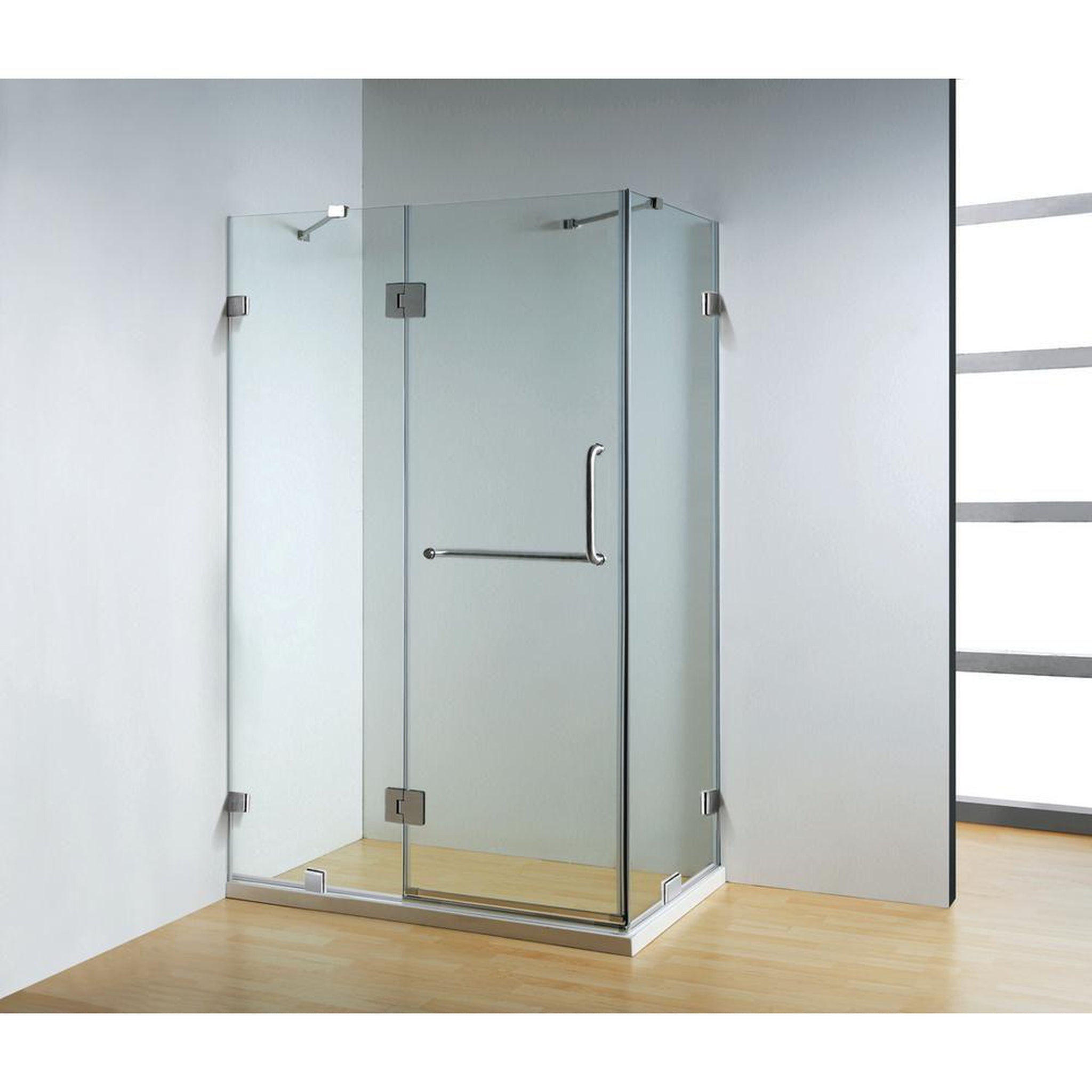 DreamWerks, DreamWerks 3-Piece Frameless Corner Pivot Shower Enclosure in Clear Glass with Chrome Hardware