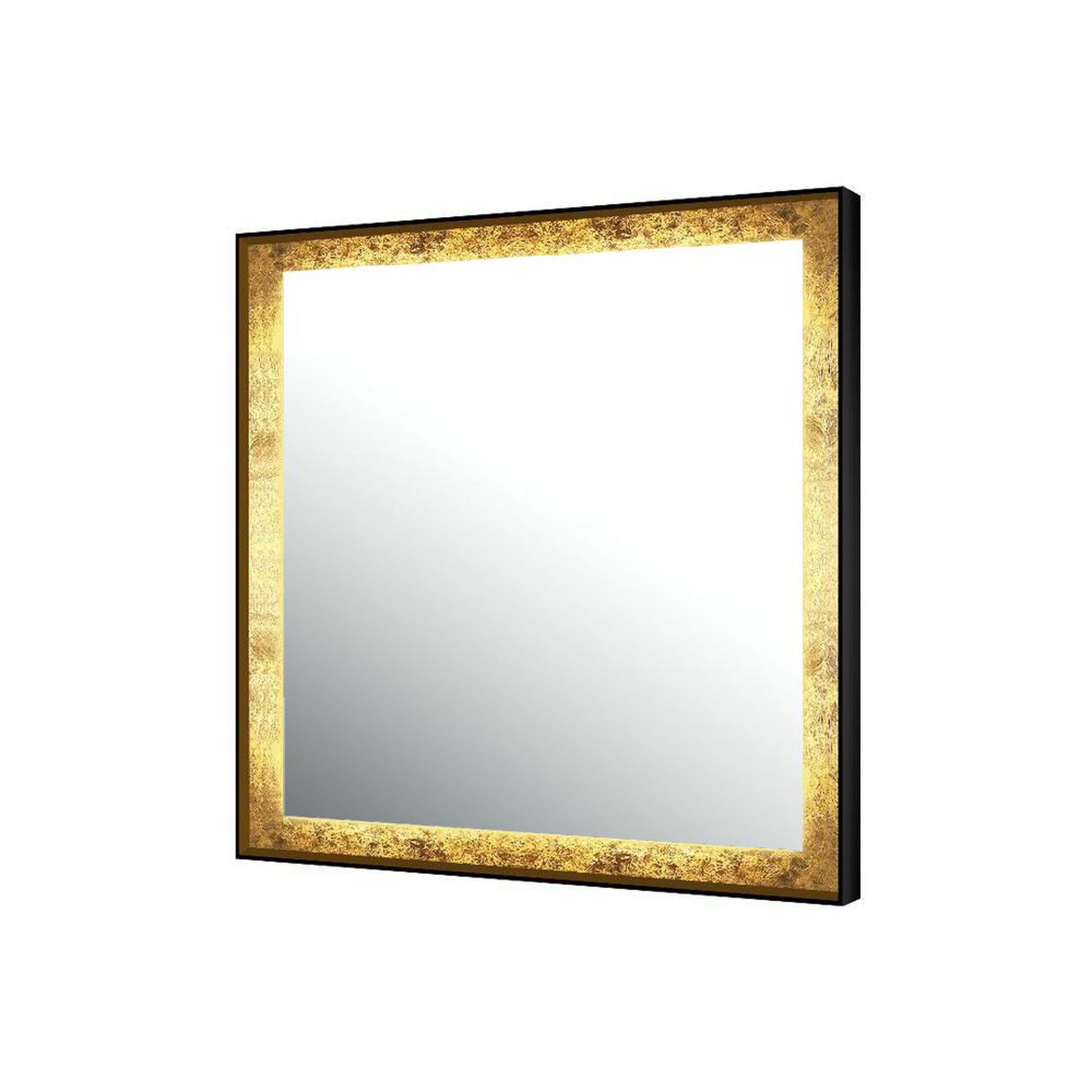 DreamWerks, DreamWerks 32" W x 32" H LED Mirror with Gold Rimming