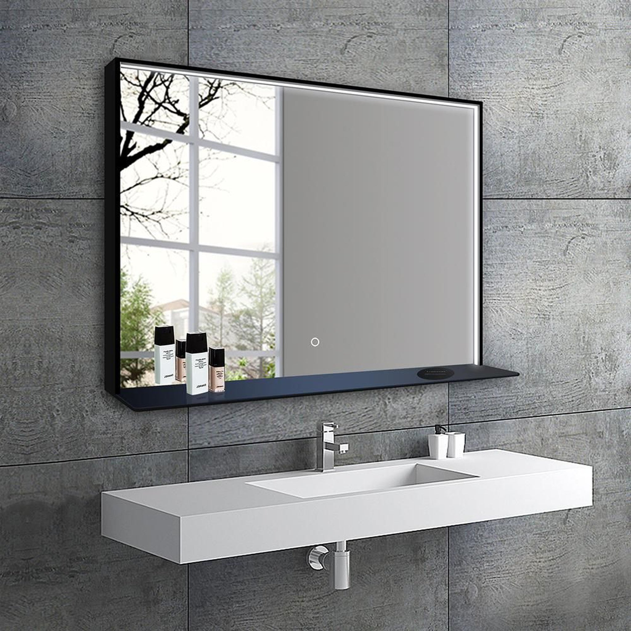 DreamWerks, DreamWerks 40" W x 24" H LED Mirror with Wireless Cellphone Charger