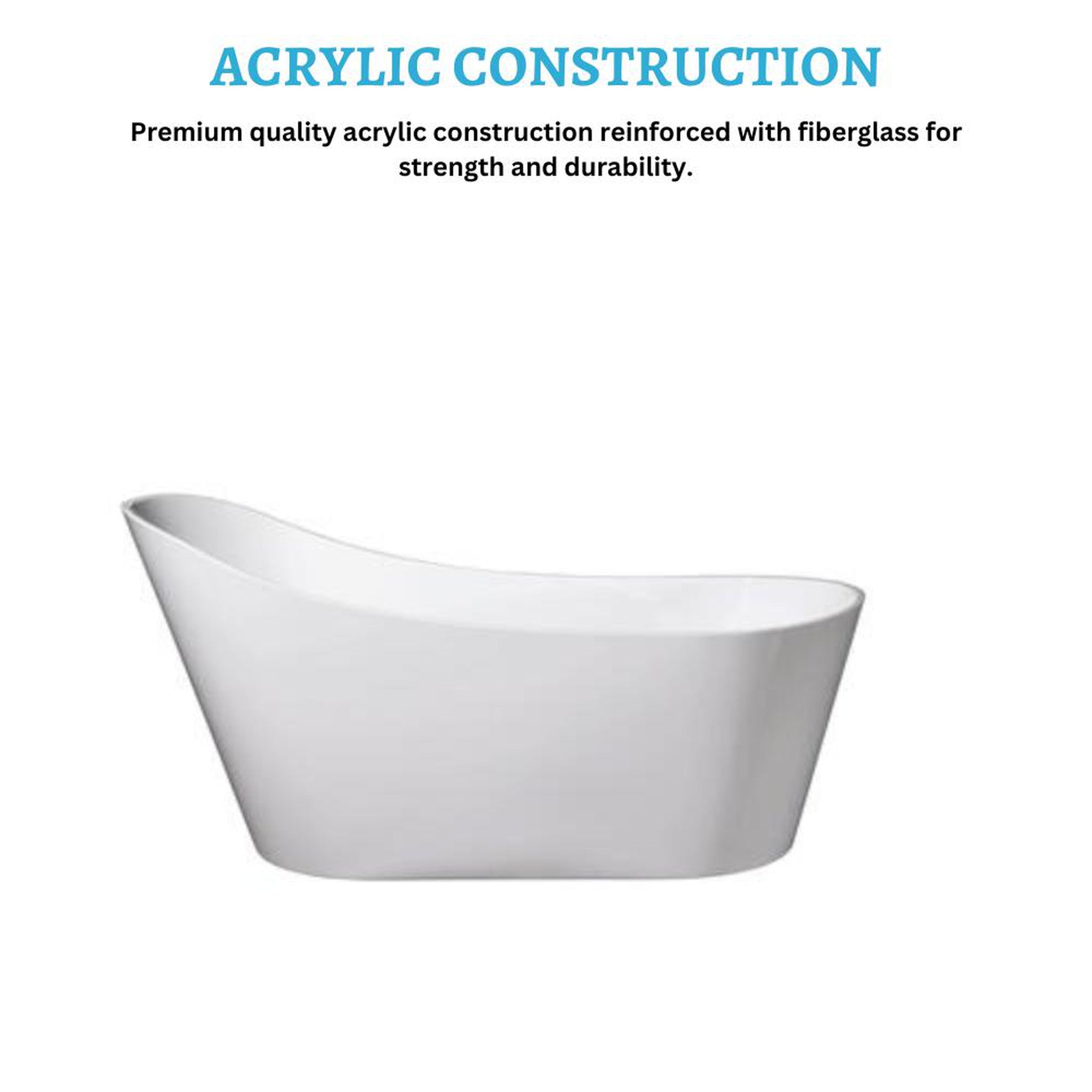 DreamWerks, DreamWerks 66.9" Glossy White Acrylic Curved Flatbottom Bathtub