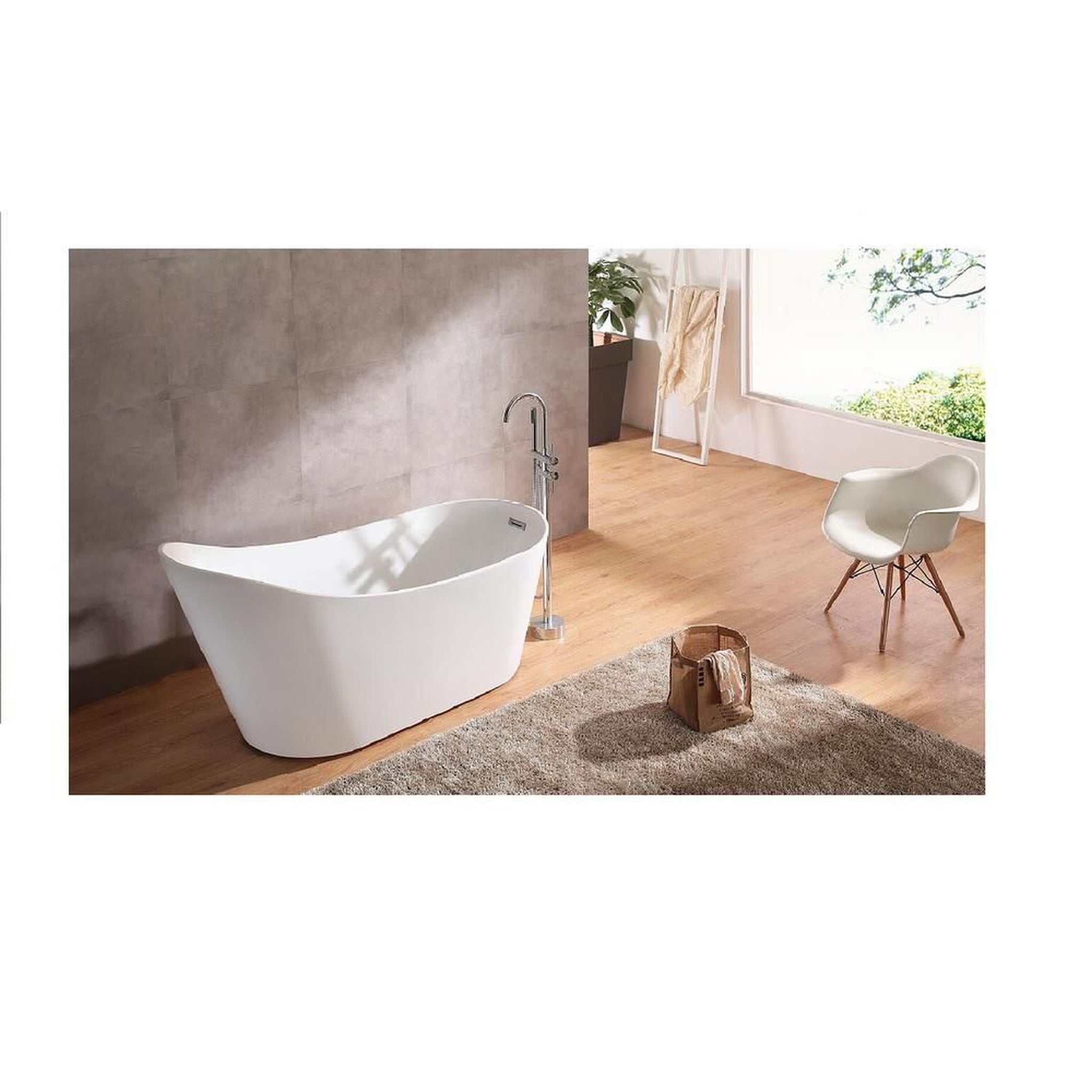 DreamWerks, DreamWerks 66.9" Glossy White Acrylic Curved Flatbottom Bathtub