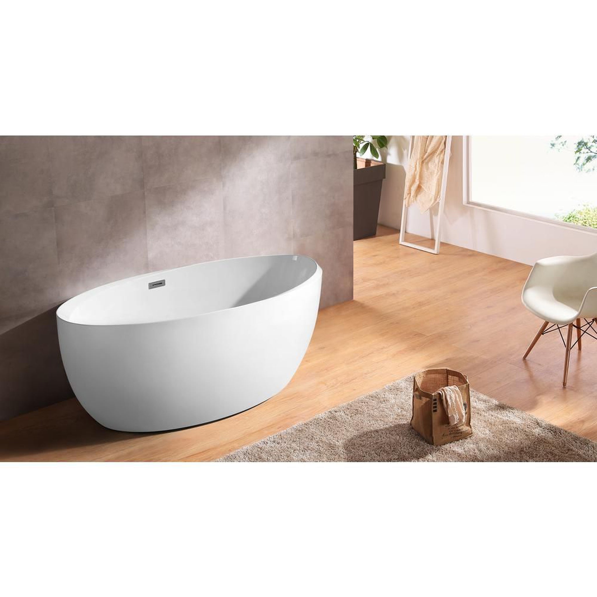 DreamWerks, DreamWerks 66.9" Glossy White Acrylic Flatbottom Oval Bathtub