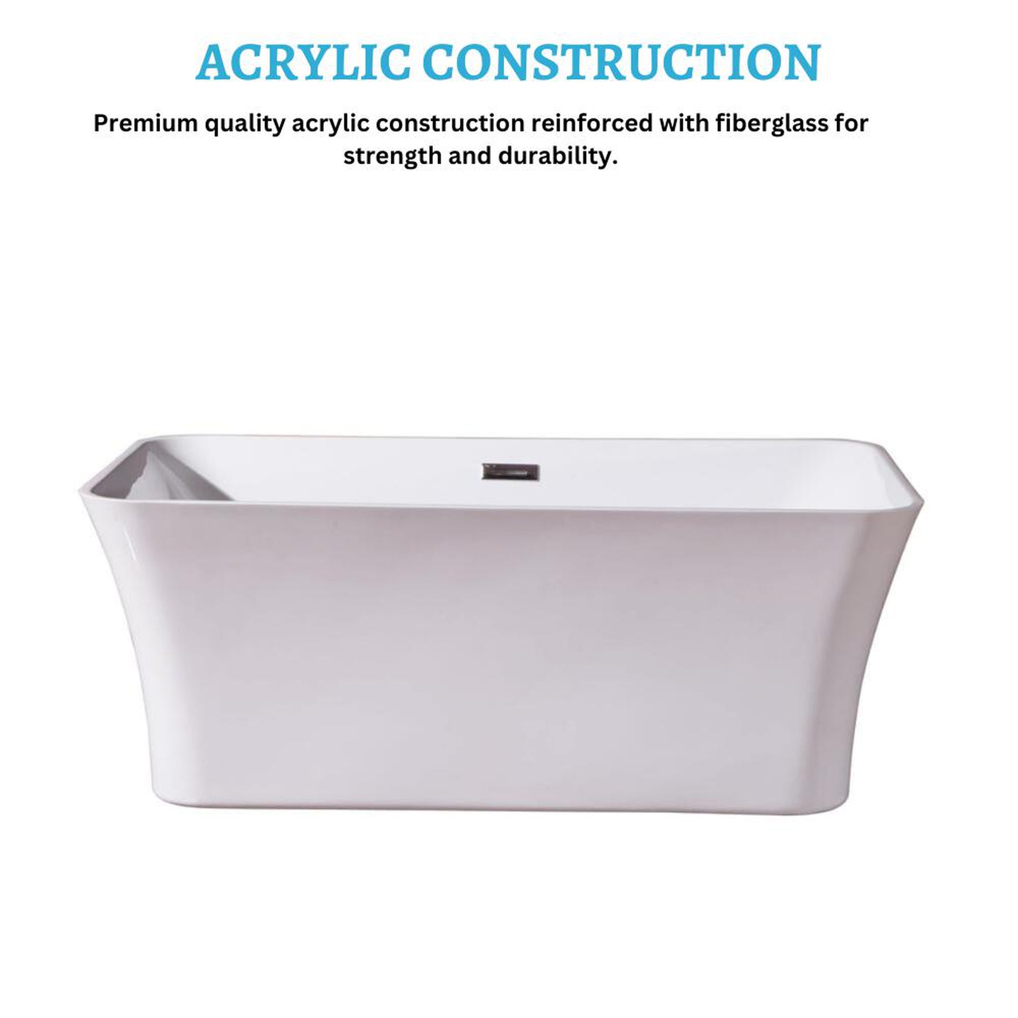 DreamWerks, DreamWerks 66.9" Glossy White Acrylic Rectangular Flatbottom Bathtub