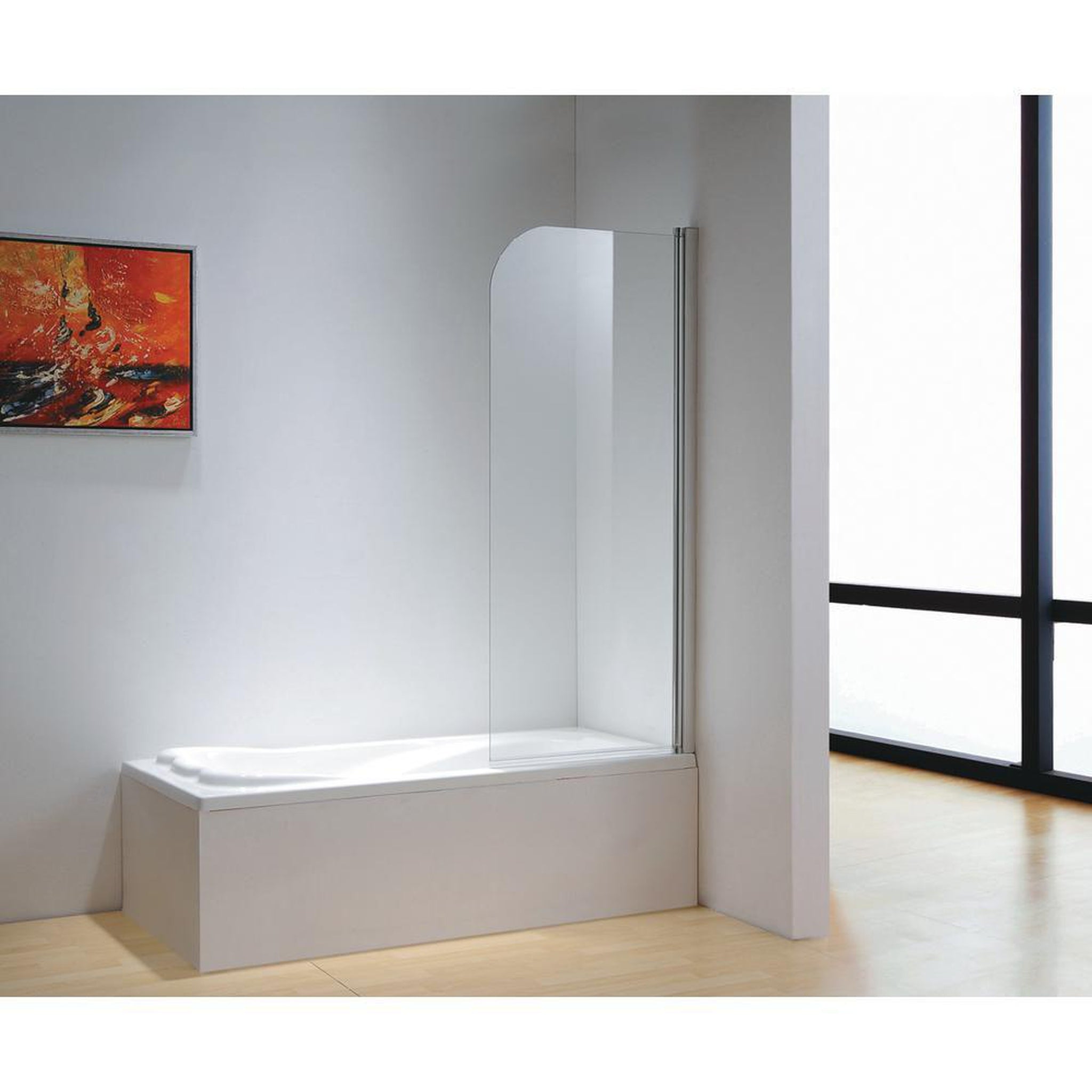 DreamWerks, DreamWerks Clear Glass Frameless Pivot Tub Door in Chrome Finish