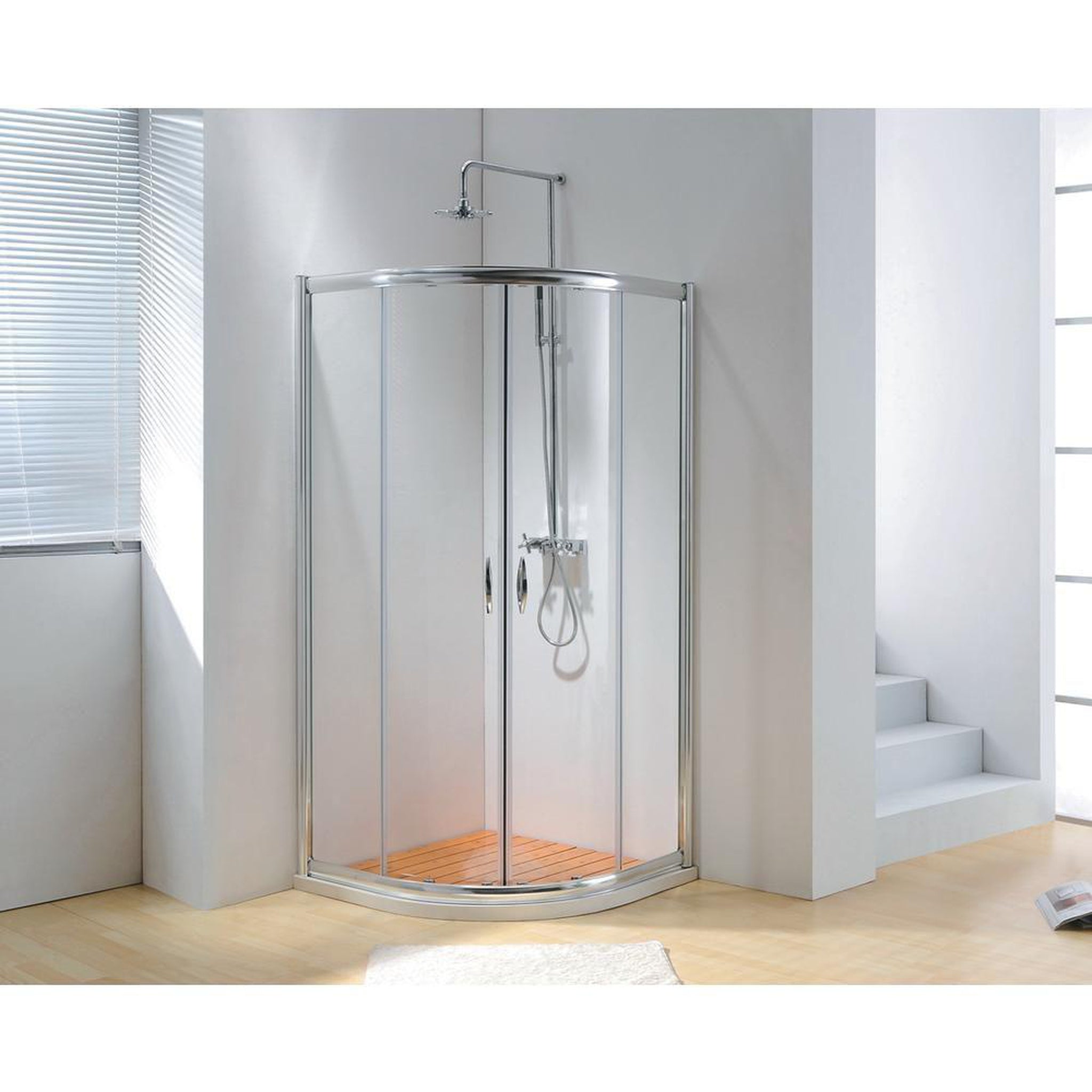 DreamWerks, DreamWerks Framed Sliding Clear Glass Shower Enclosure with Chrome Handles