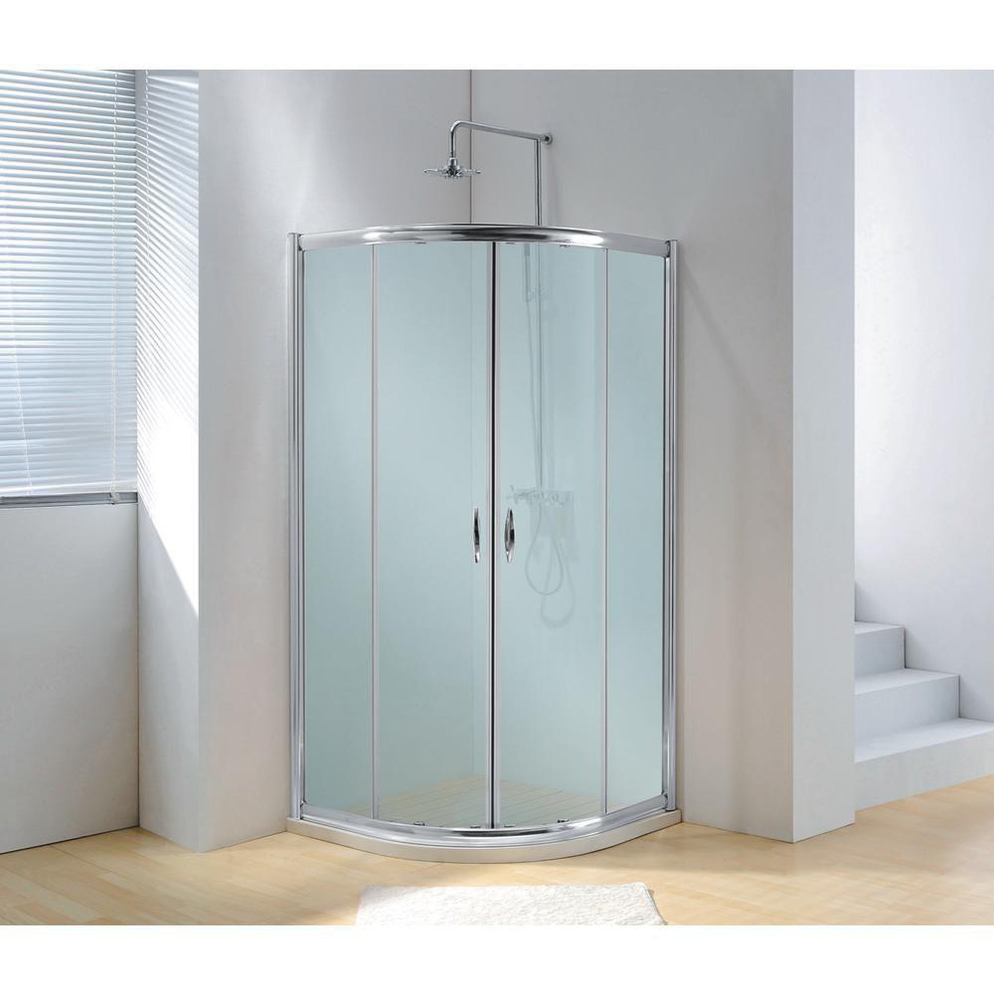 DreamWerks, DreamWerks Framed Sliding Shower Enclosure Frosted Glass with Chrome Handle