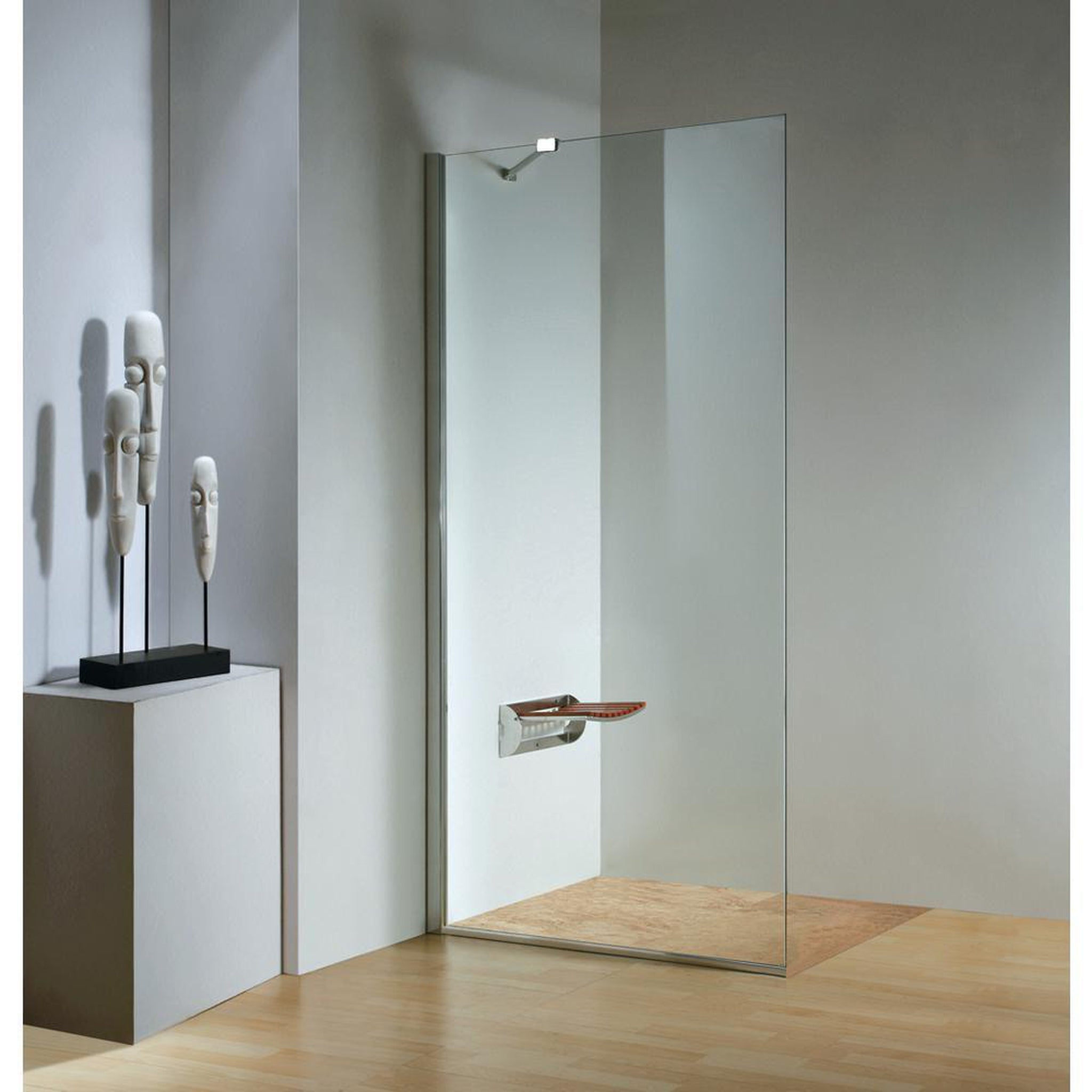 DreamWerks, DreamWerks Frameless Clear Glass Fixed Shower Door in Chrome