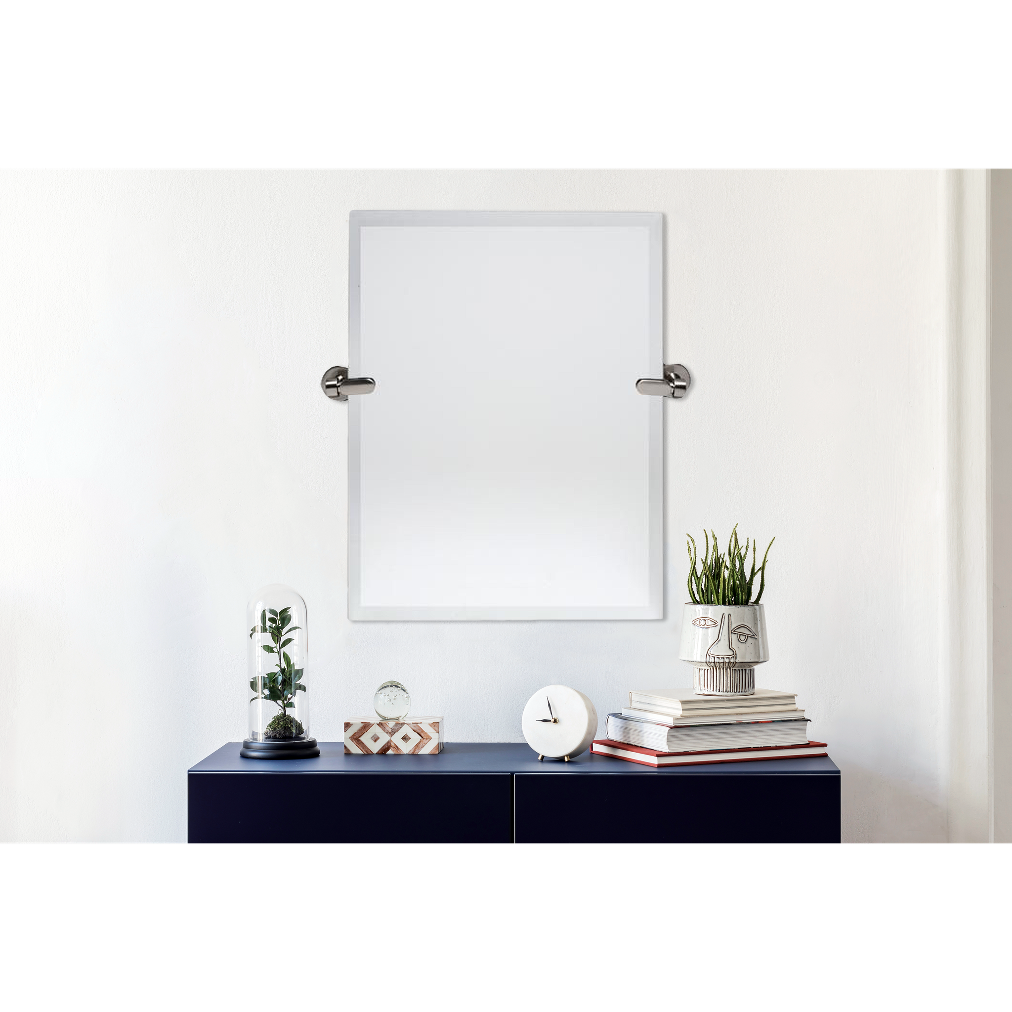 DreamWerks, Dreamwerks 21" x 24" Brushed Nickel Rectangular Frameless Pivot Mirror