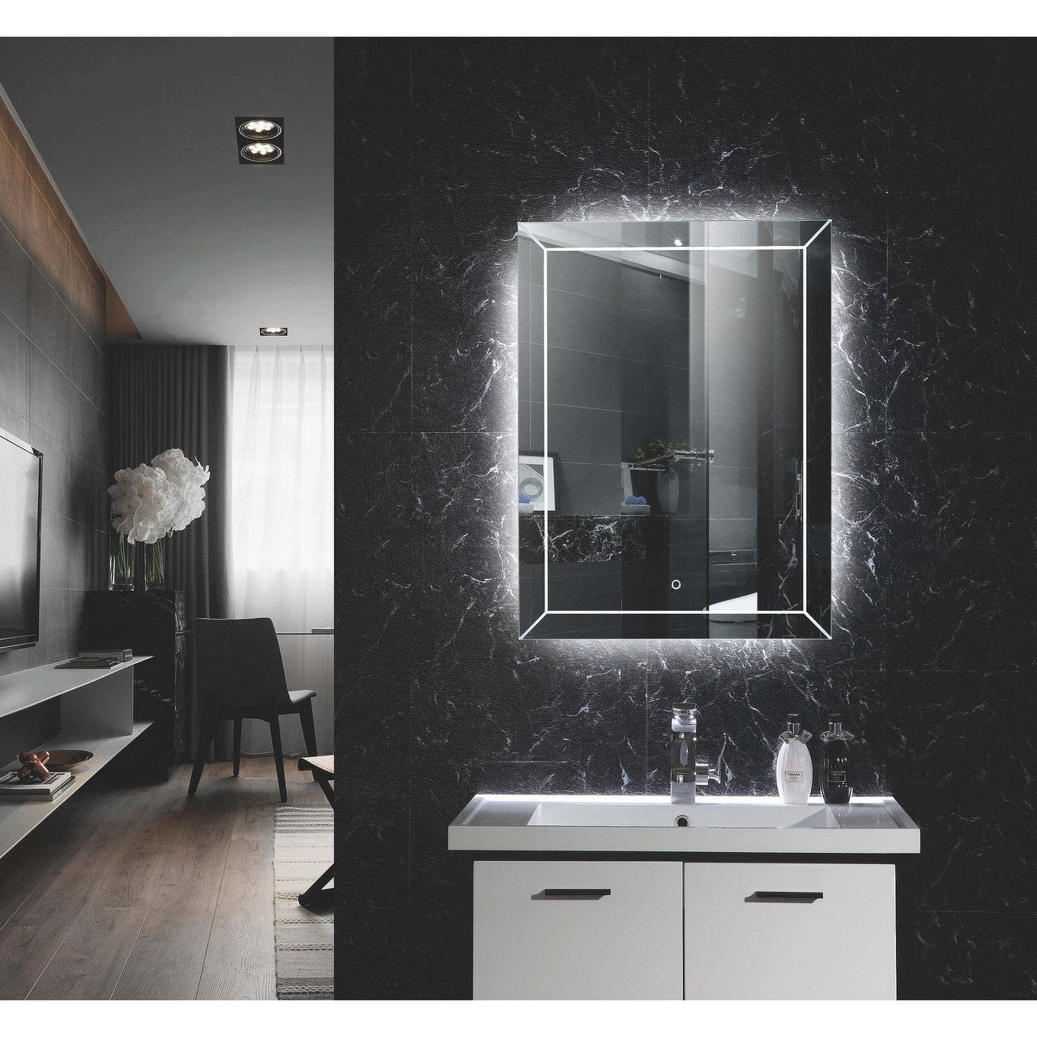 Duko, Duko Athena 24" x 30" Bathroom Vanity LED Mirror With Touch Switch and Demister