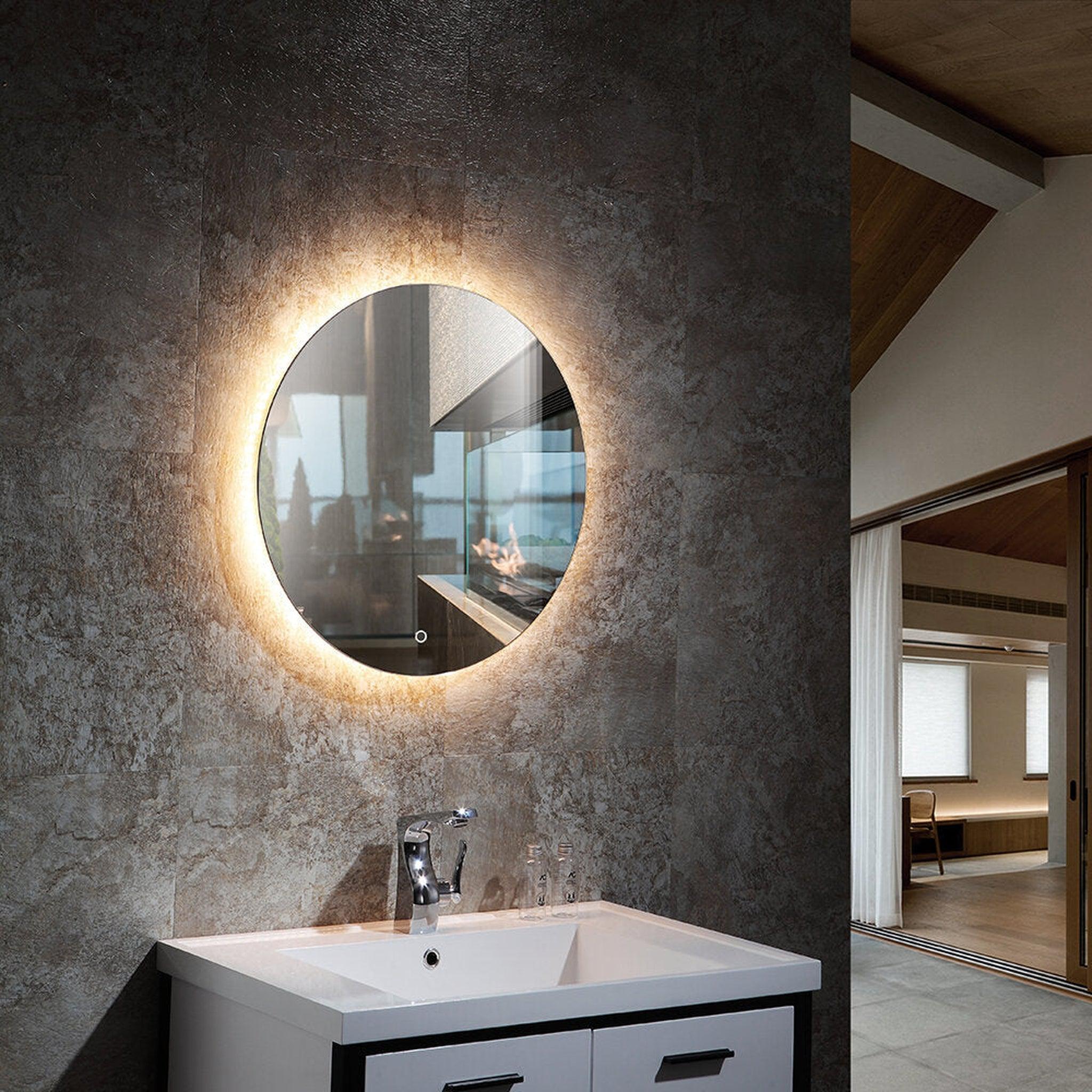 Duko, Duko Helena 36" Bathroom Vanity Round LED Mirror With Touch Switch and Demister