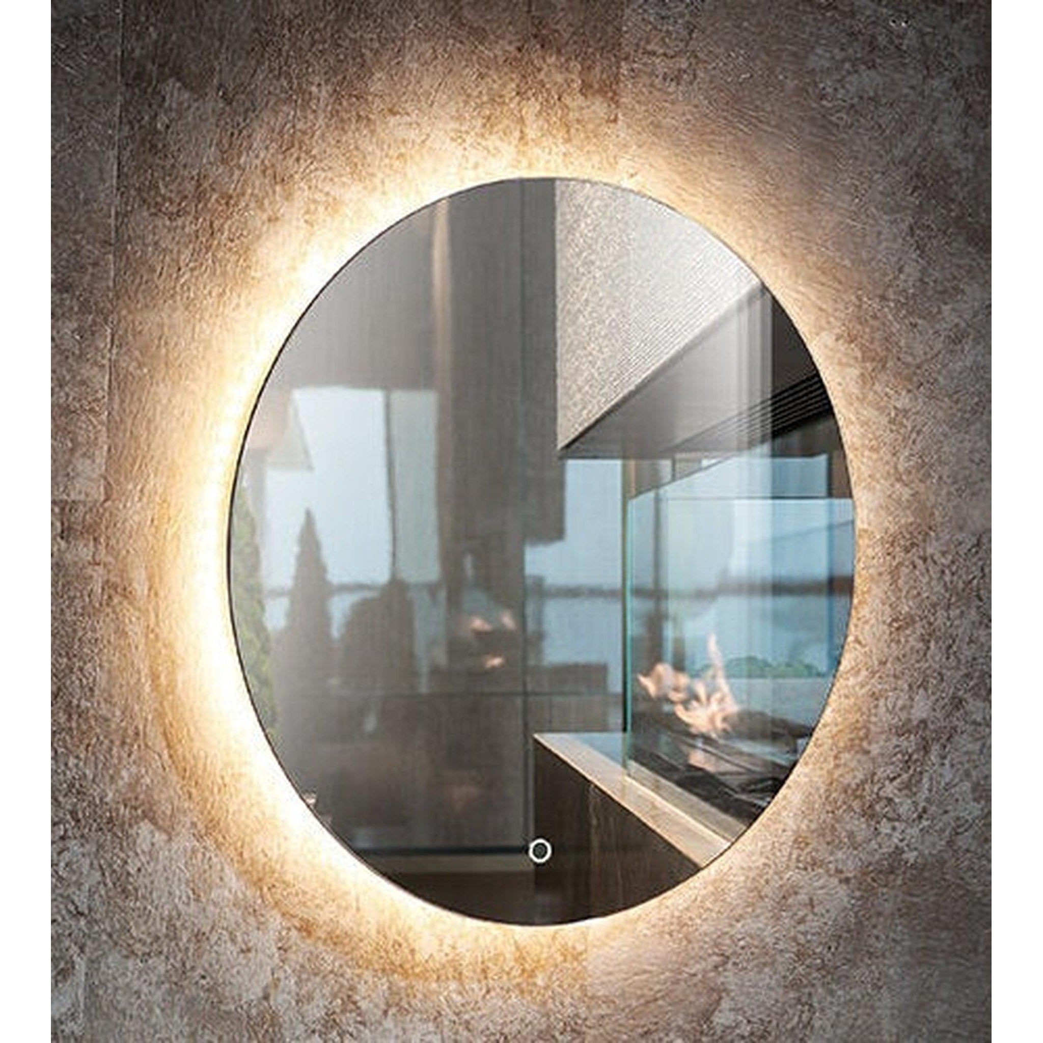 Duko, Duko Helena 36" Bathroom Vanity Round LED Mirror With Touch Switch and Demister