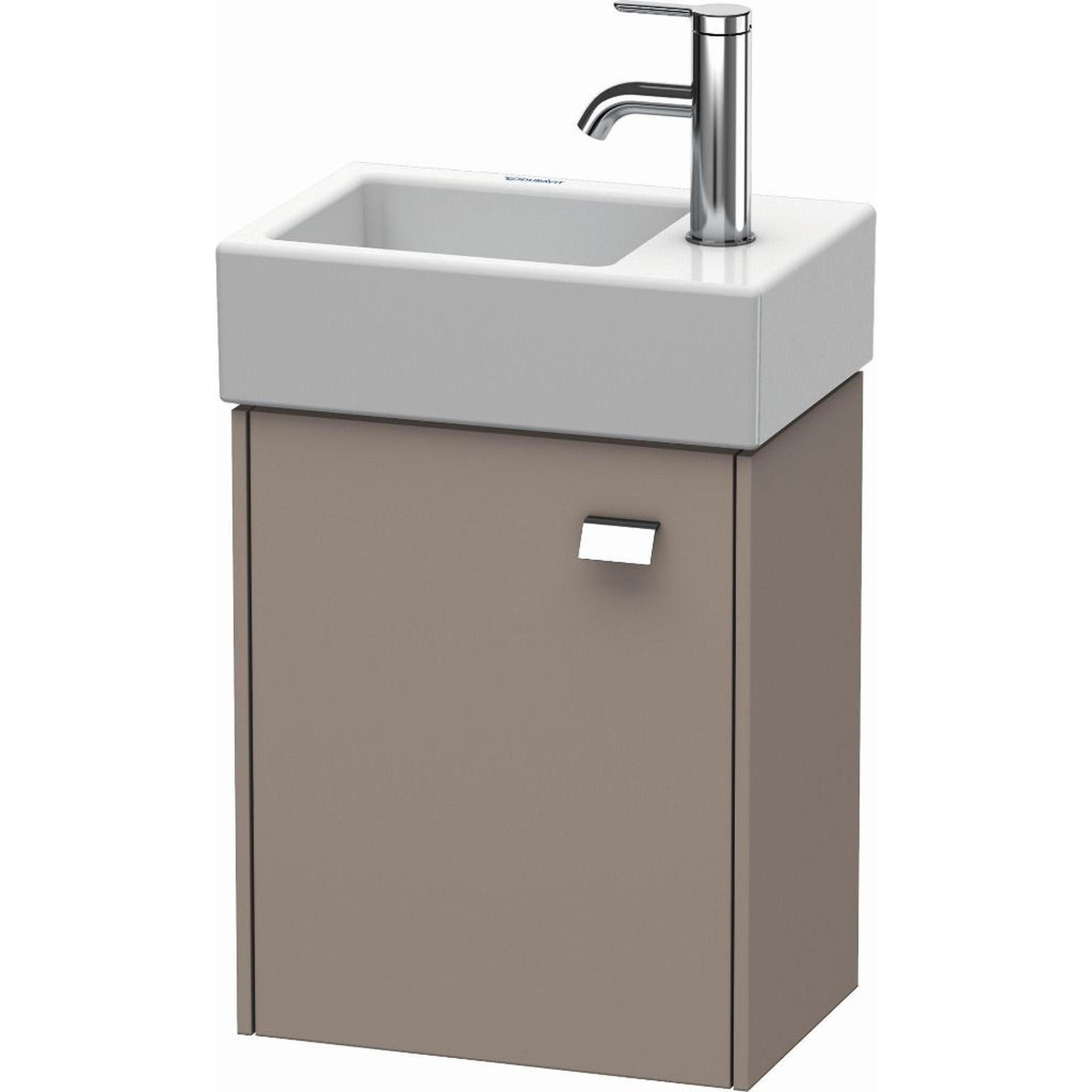 Duravit, Duravit Brioso 14" x 17" x 9" Wall-Mount Vanity Unit With Left Hinge One Door Cabinet in Basalt Matt and Chrome Handle