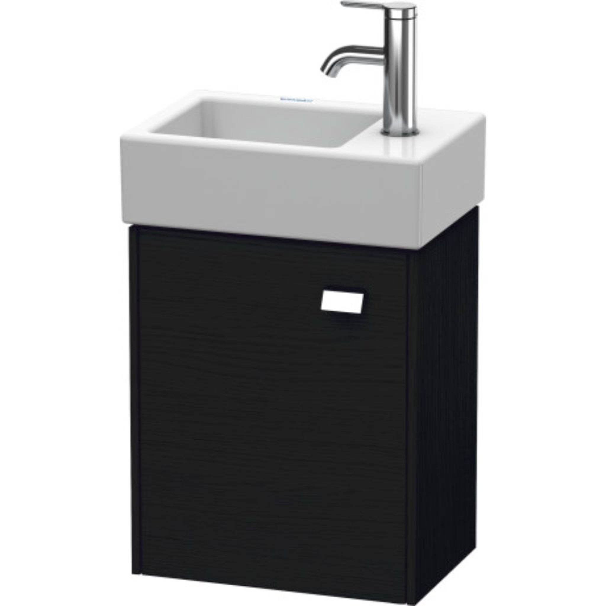 Duravit, Duravit Brioso 14" x 17" x 9" Wall-Mount Vanity Unit With Left Hinge One Door Cabinet in Black Oak and Chrome Handle