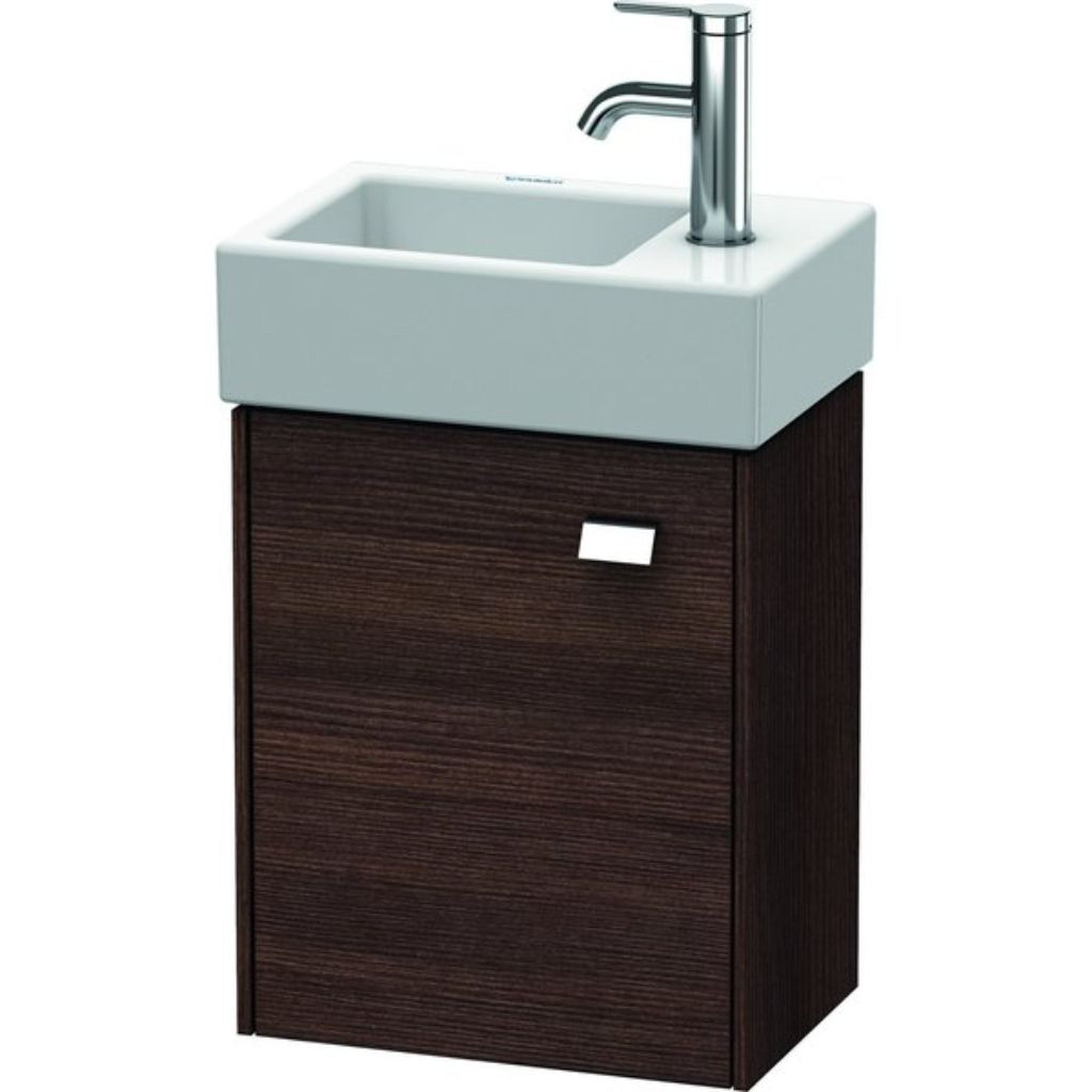 Duravit, Duravit Brioso 14" x 17" x 9" Wall-Mount Vanity Unit With Left Hinge One Door Cabinet in Chestnut Dark and Chrome Handle