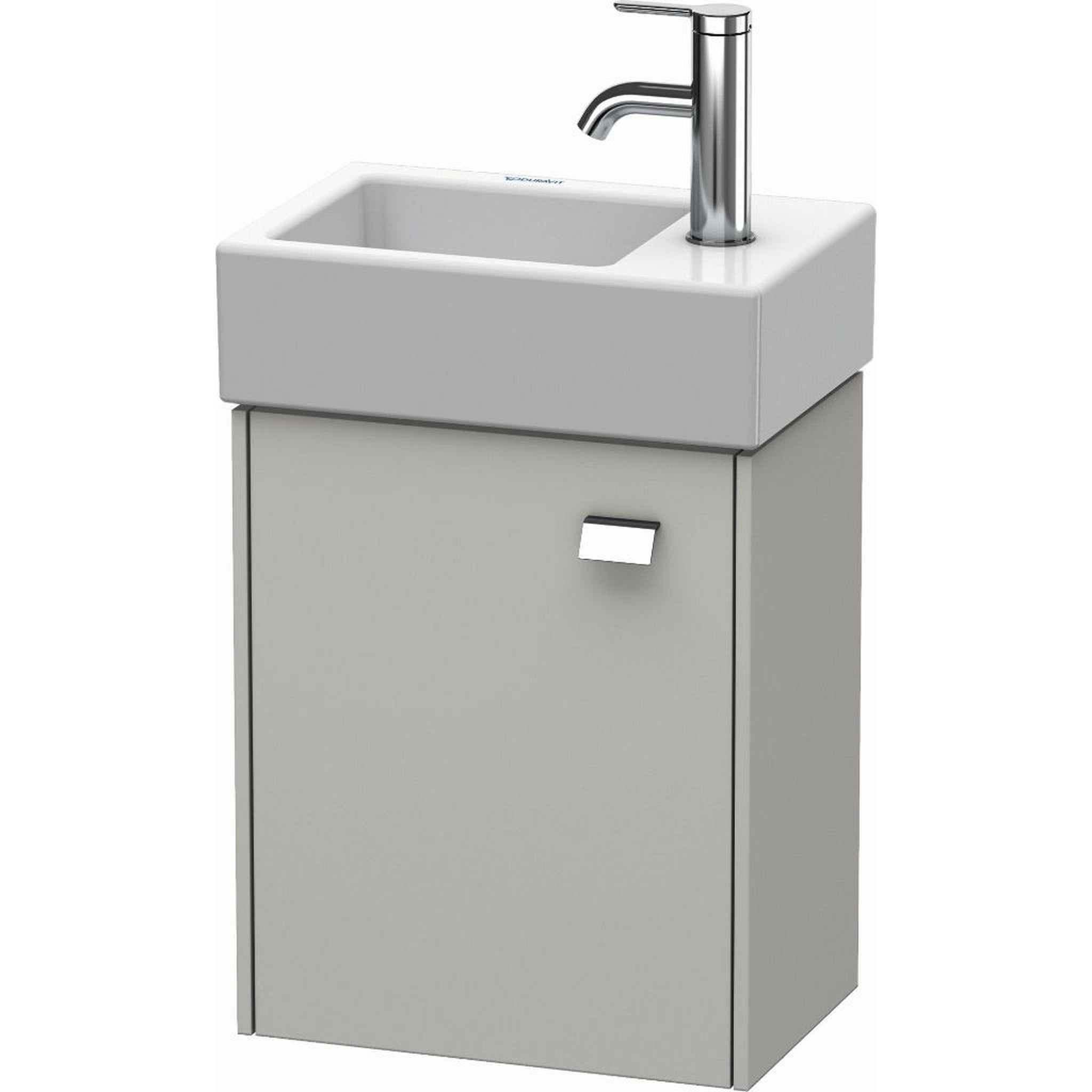 Duravit, Duravit Brioso 14" x 17" x 9" Wall-Mount Vanity Unit With Left Hinge One Door Cabinet in Concrete Grey Matt and Chrome Handle