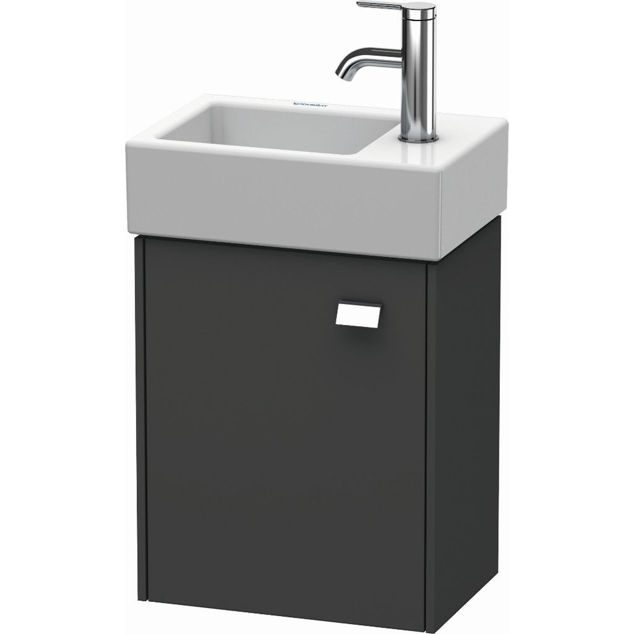 Duravit, Duravit Brioso 14" x 17" x 9" Wall-Mount Vanity Unit With Left Hinge One Door Cabinet in Graphite Matt and Chrome Handle