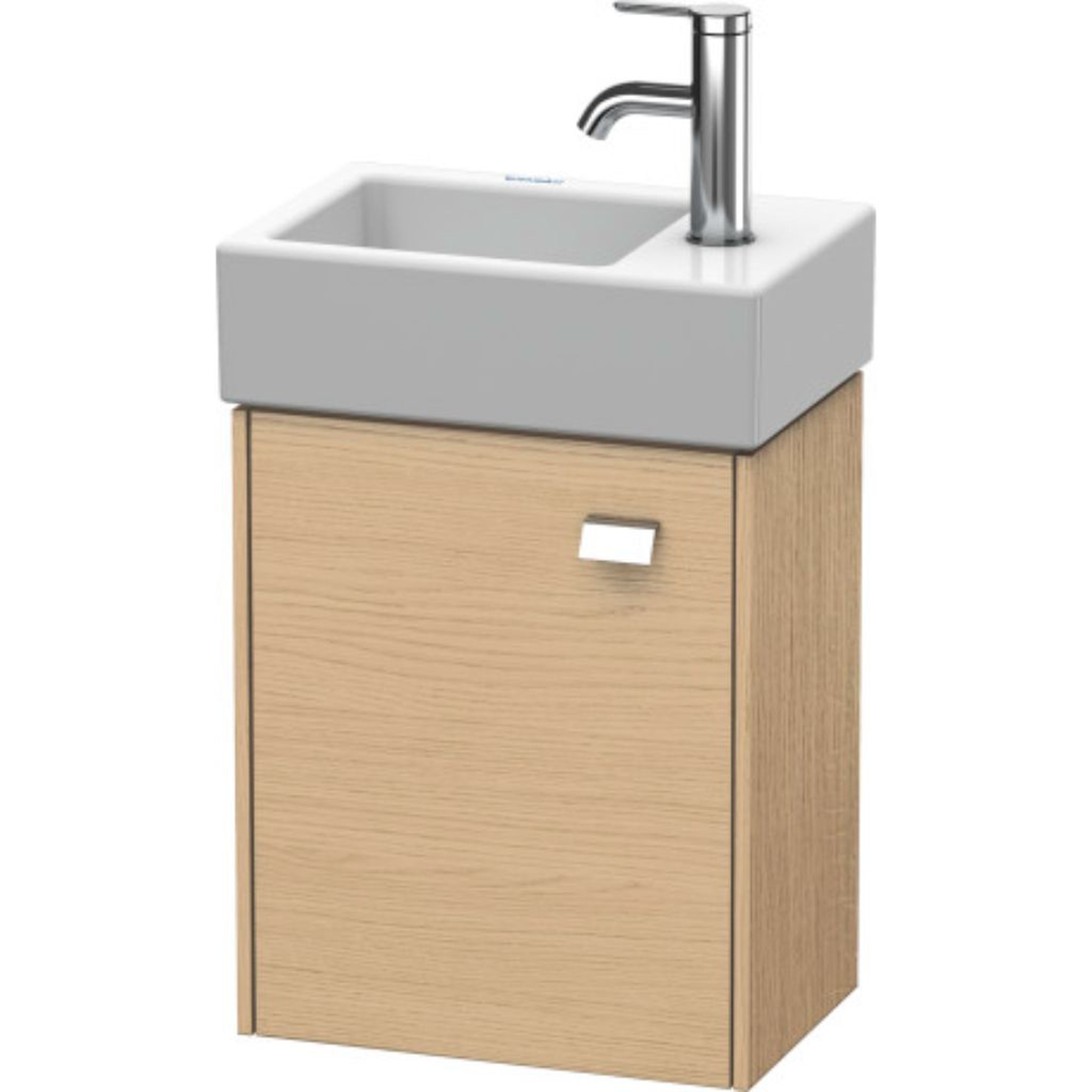 Duravit, Duravit Brioso 14" x 17" x 9" Wall-Mount Vanity Unit With Left Hinge One Door Cabinet in Natural Oak and Chrome Handle