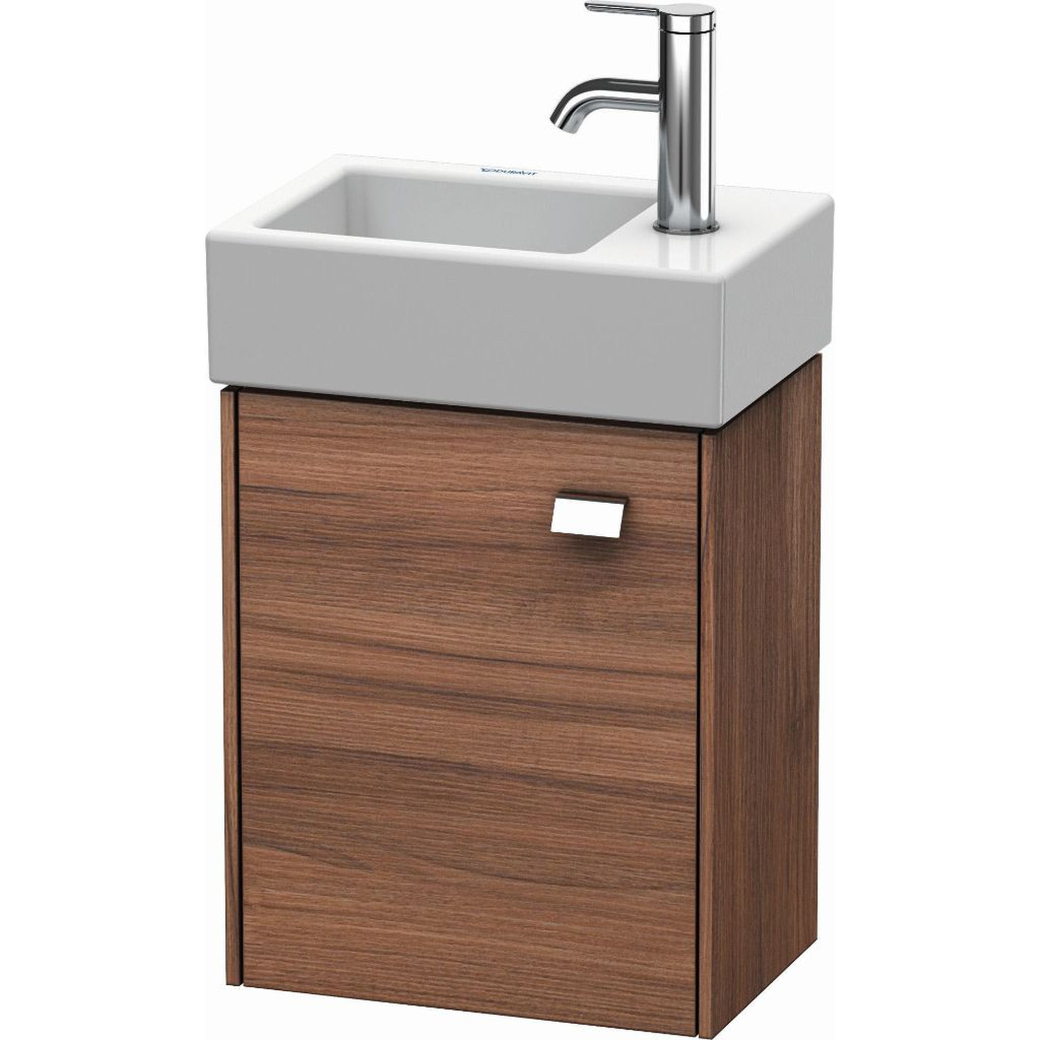 Duravit, Duravit Brioso 14" x 17" x 9" Wall-Mount Vanity Unit With Left Hinge One Door Cabinet in Natural Walnut and Chrome Handle