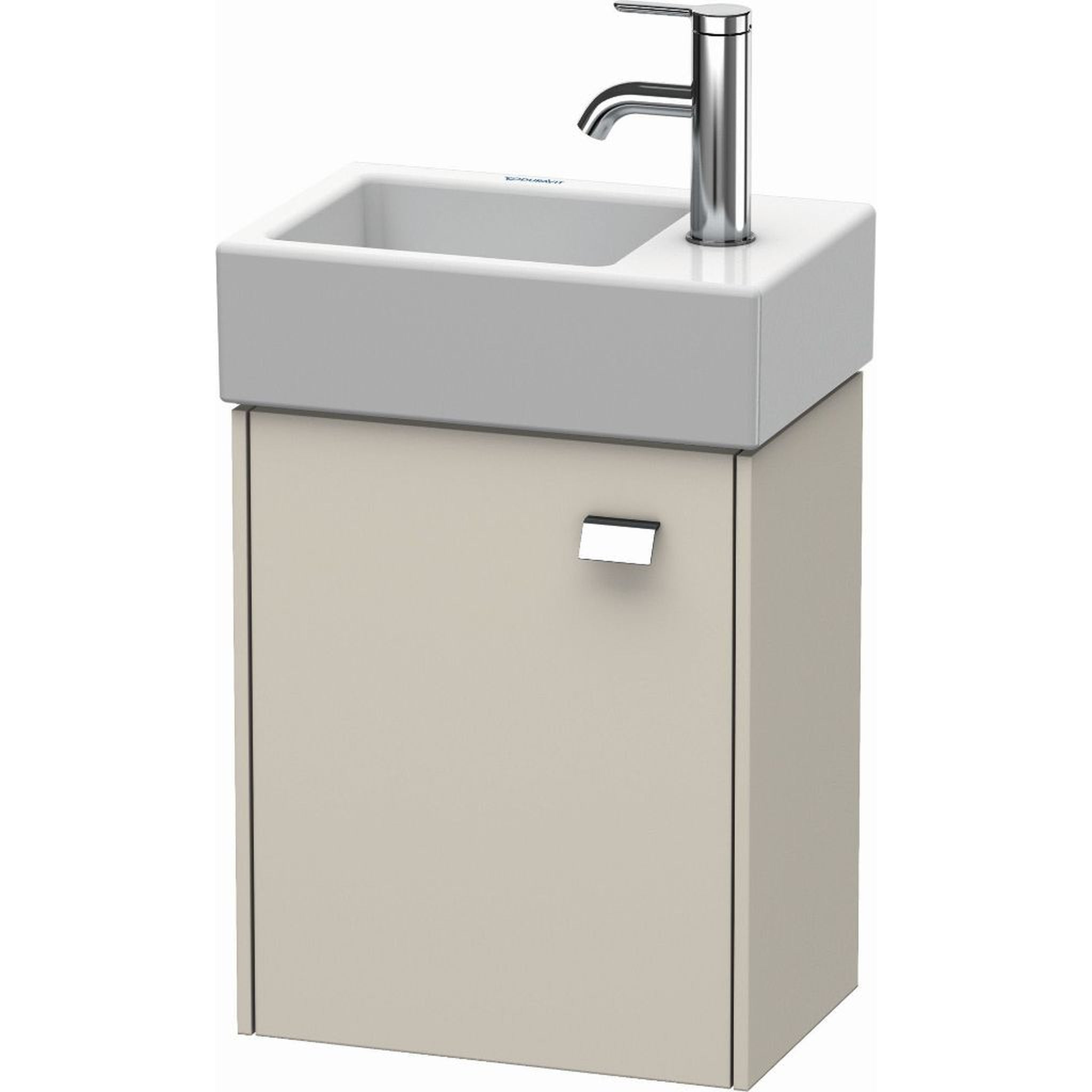 Duravit, Duravit Brioso 14" x 17" x 9" Wall-Mount Vanity Unit With Left Hinge One Door Cabinet in Taupe and Chrome Handle