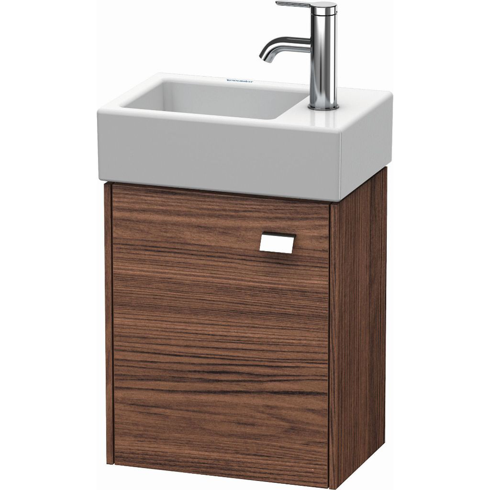 Duravit, Duravit Brioso 14" x 17" x 9" Wall-Mount Vanity Unit With Left Hinge One Door Cabinet in Walnut Dark and Chrome Handle