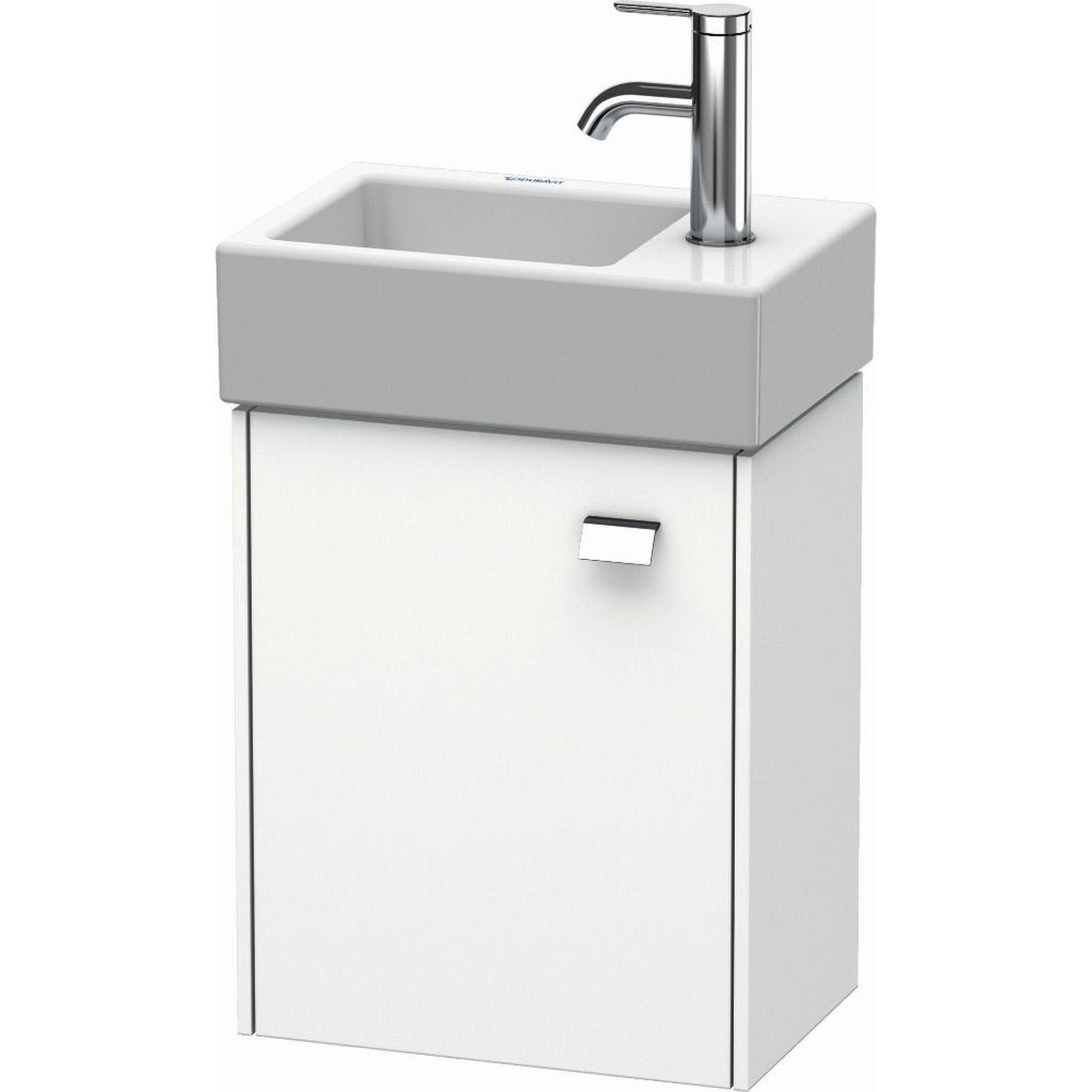 Duravit, Duravit Brioso 14" x 17" x 9" Wall-Mount Vanity Unit With Left Hinge One Door Cabinet in White Matt and Chrome Handle