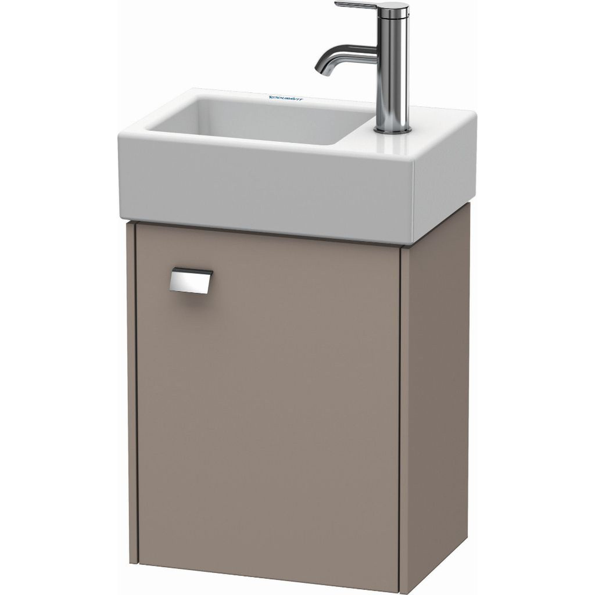 Duravit, Duravit Brioso 14" x 17" x 9" Wall-Mount Vanity Unit With Right Hinge One Door Cabinet in Basalt Matt and Chrome Handle