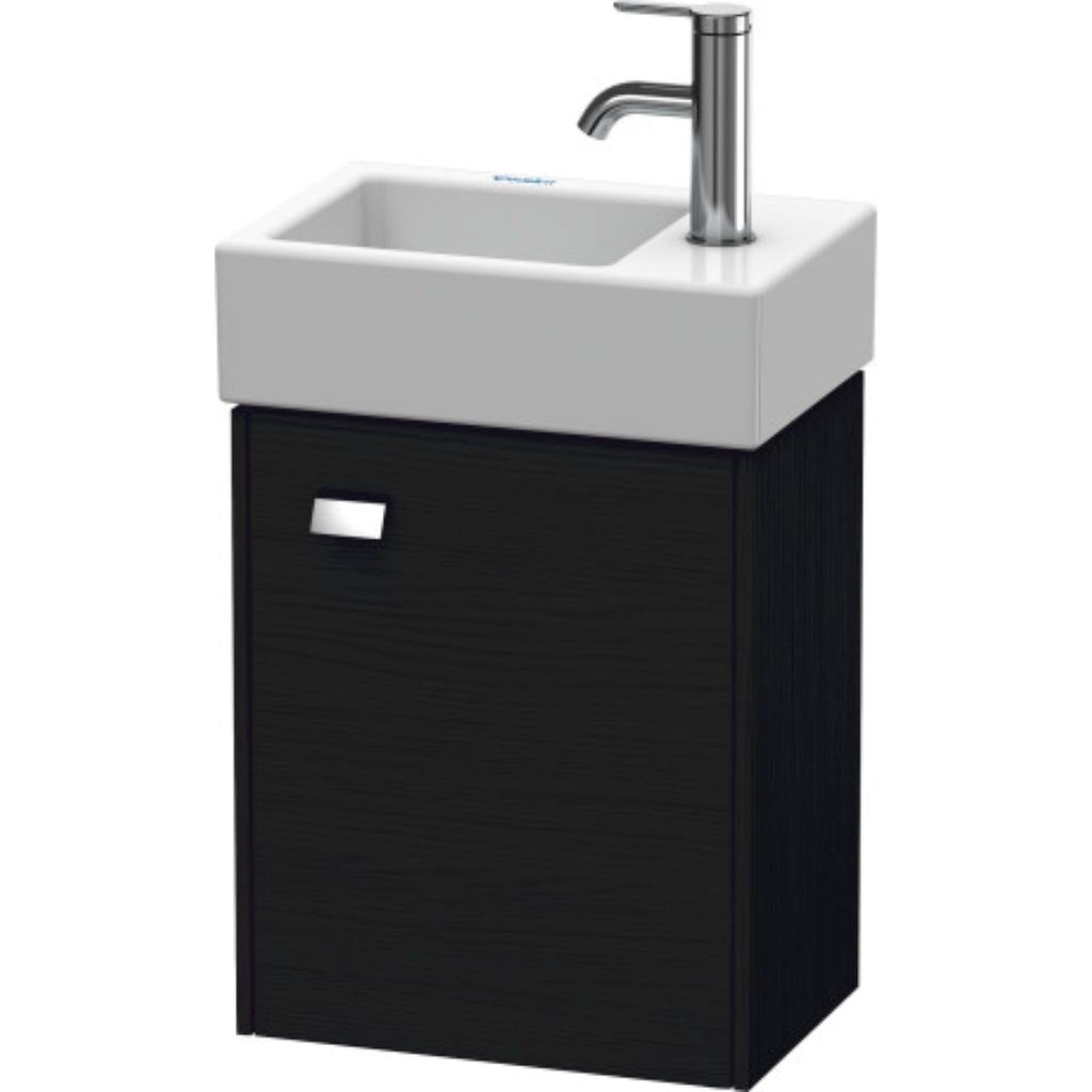 Duravit, Duravit Brioso 14" x 17" x 9" Wall-Mount Vanity Unit With Right Hinge One Door Cabinet in Black Oak and Chrome Handle