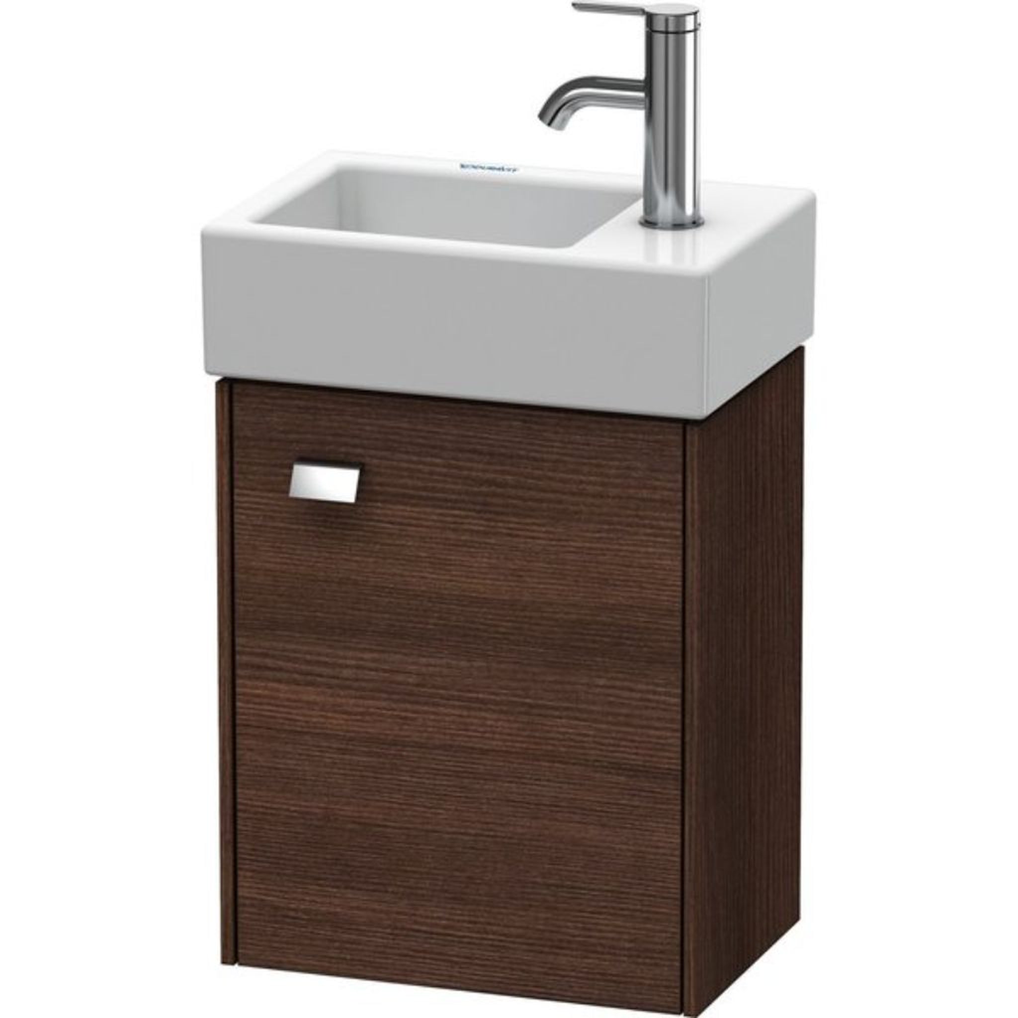 Duravit, Duravit Brioso 14" x 17" x 9" Wall-Mount Vanity Unit With Right Hinge One Door Cabinet in Chestnut Dark and Chrome Handle