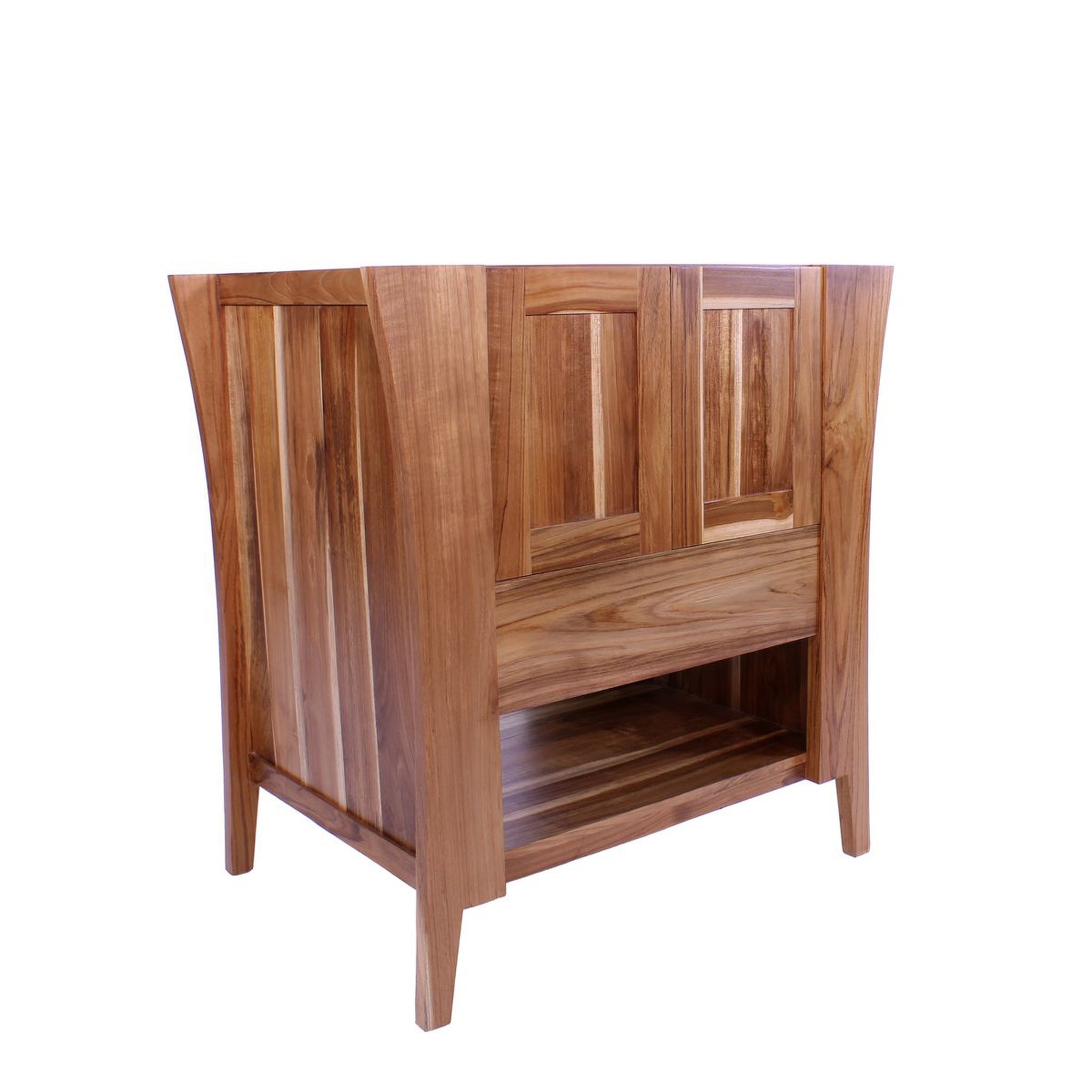 EcoDecors by E&T Horizons, EcoDecors Curvature 30" EarthyTeak Solid Teak Wood Fully Assembled Freestanding Vanity Base