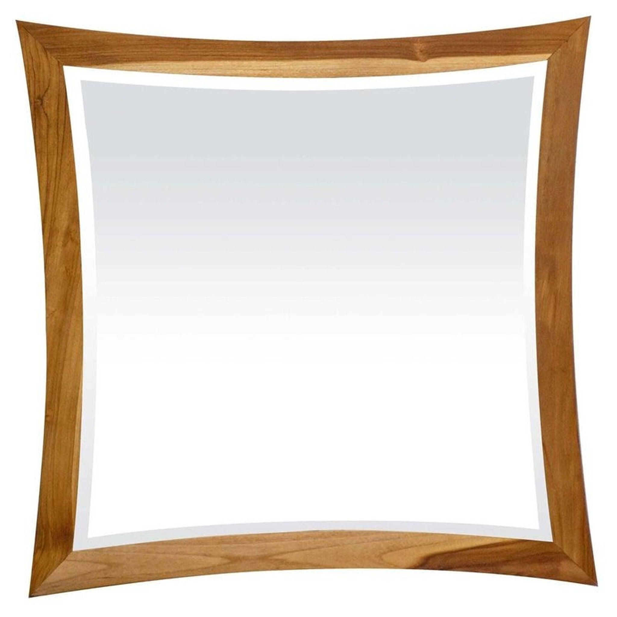 EcoDecors by E&T Horizons, EcoDecors Curvature 36" x 35" EarthyTeak Solid Teak Wood Fully Assembled Wall Mirror