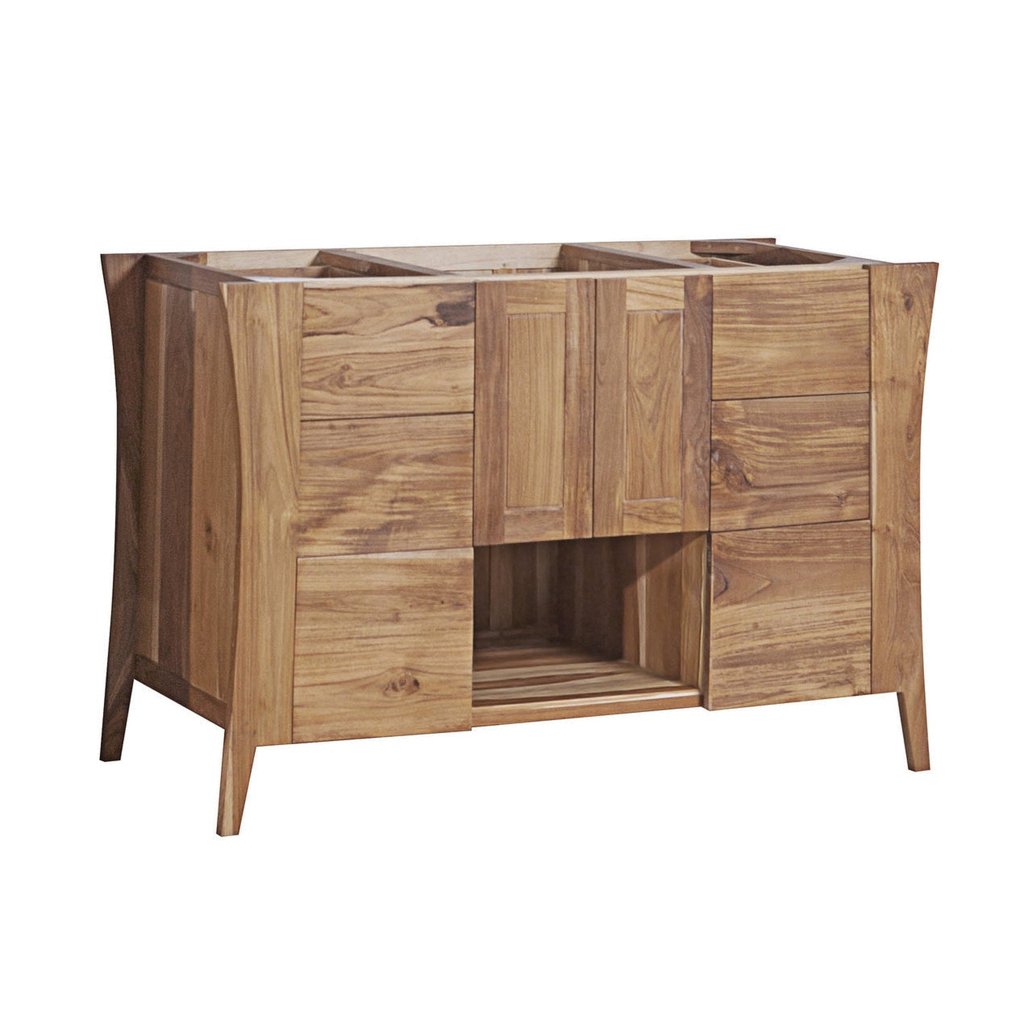 EcoDecors by E&T Horizons, EcoDecors Curvature 48" EarthyTeak Solid Teak Wood Fully Assembled Freestanding Vanity Base