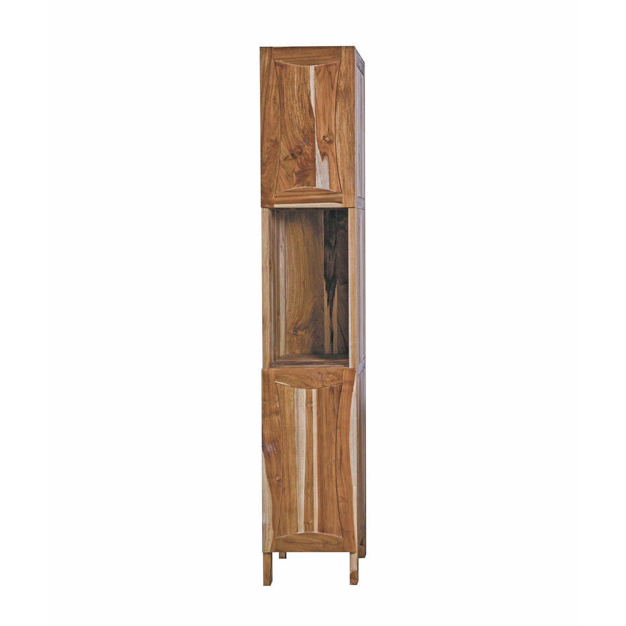 EcoDecors by E&T Horizons, EcoDecors Curvature 79" EarthyTeak Solid Teak Wood Fully Assembled Freestanding Linen Tower