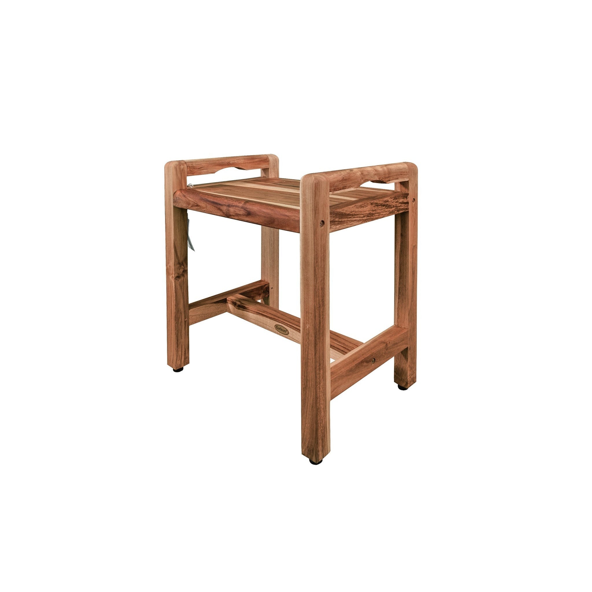 EcoDecors by E&T Horizons, EcoDecors Eleganto 20" EarthyTeak Solid Teak Wood Shower Bench With LiftAide Arms