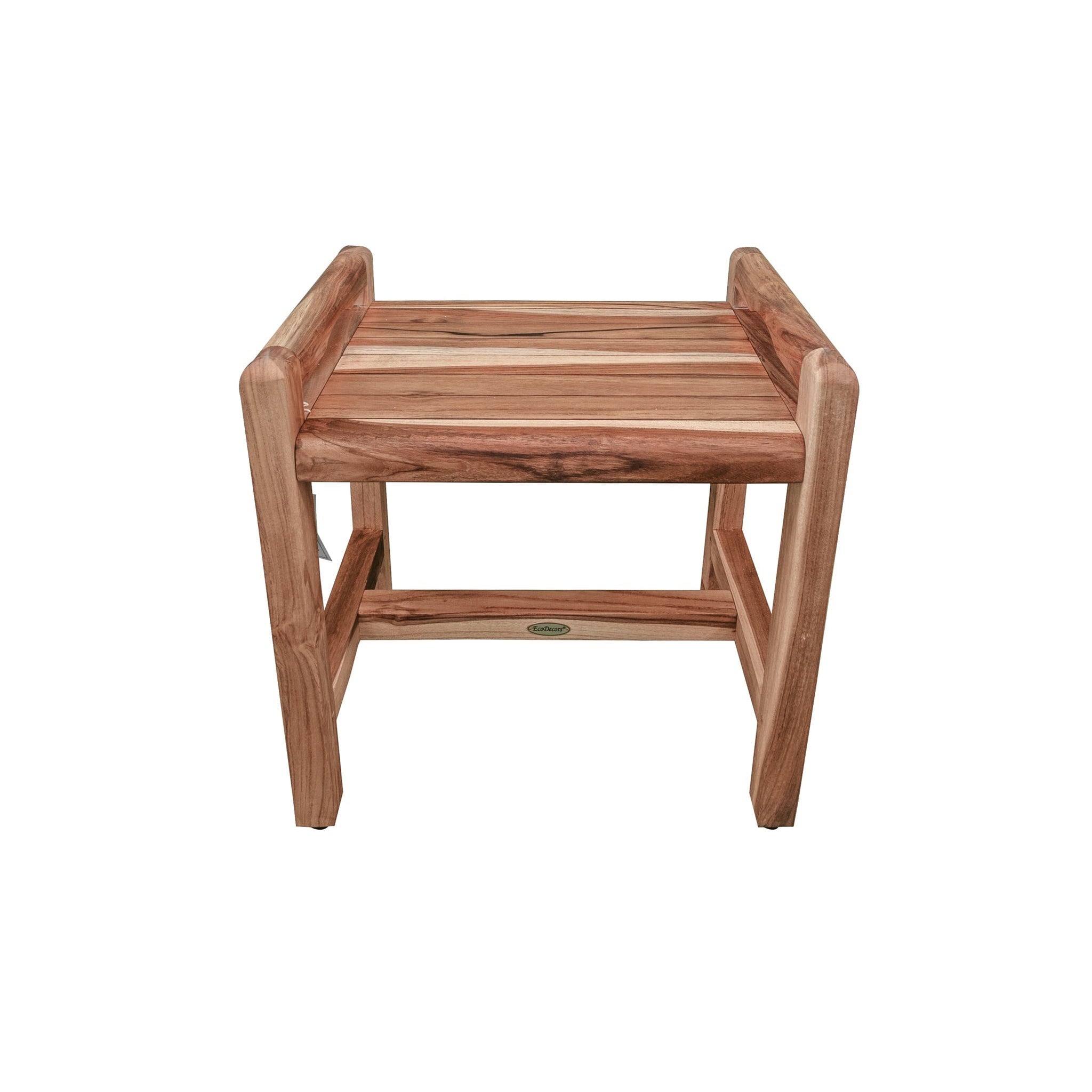 EcoDecors by E&T Horizons, EcoDecors Eleganto 20" EarthyTeak Solid Teak Wood Shower Bench With LiftAide Arms