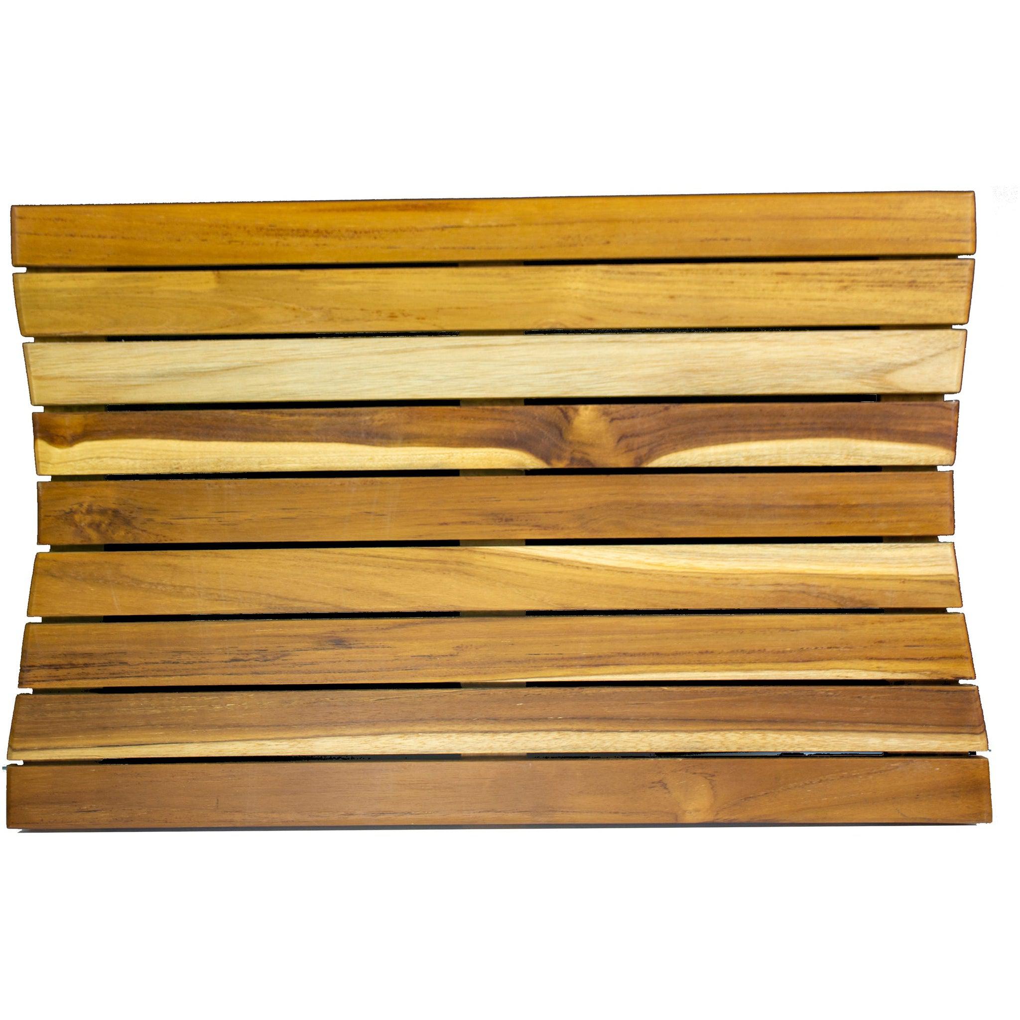 EcoDecors by E&T Horizons, EcoDecors Eleganto 23" EarthyTeak Solid Teak Wood Slatted Bathroom Floor Mat