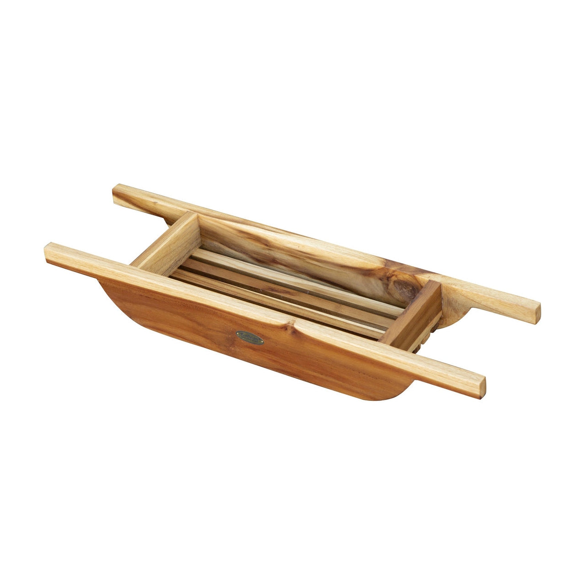 EcoDecors by E&T Horizons, EcoDecors Eleganto 30" EarthyTeak Solid Teak Wood Bath Caddy With Handles