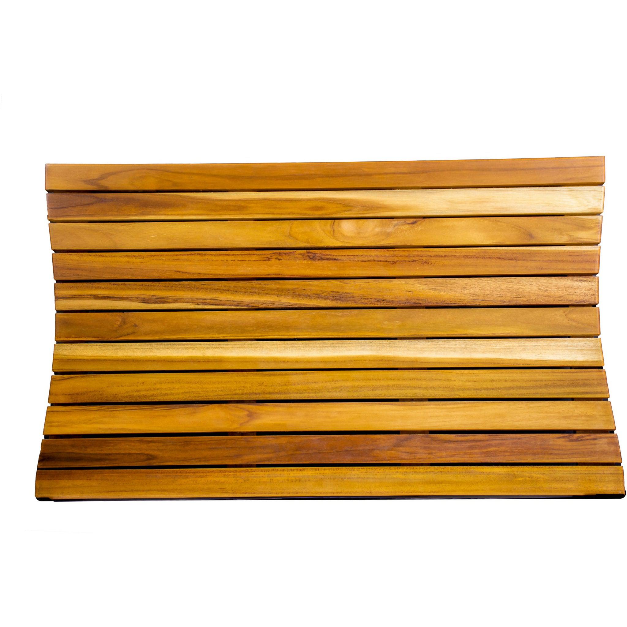 EcoDecors by E&T Horizons, EcoDecors Eleganto 31" EarthyTeak Solid Teak Wood Slatted Bathroom Floor Mat