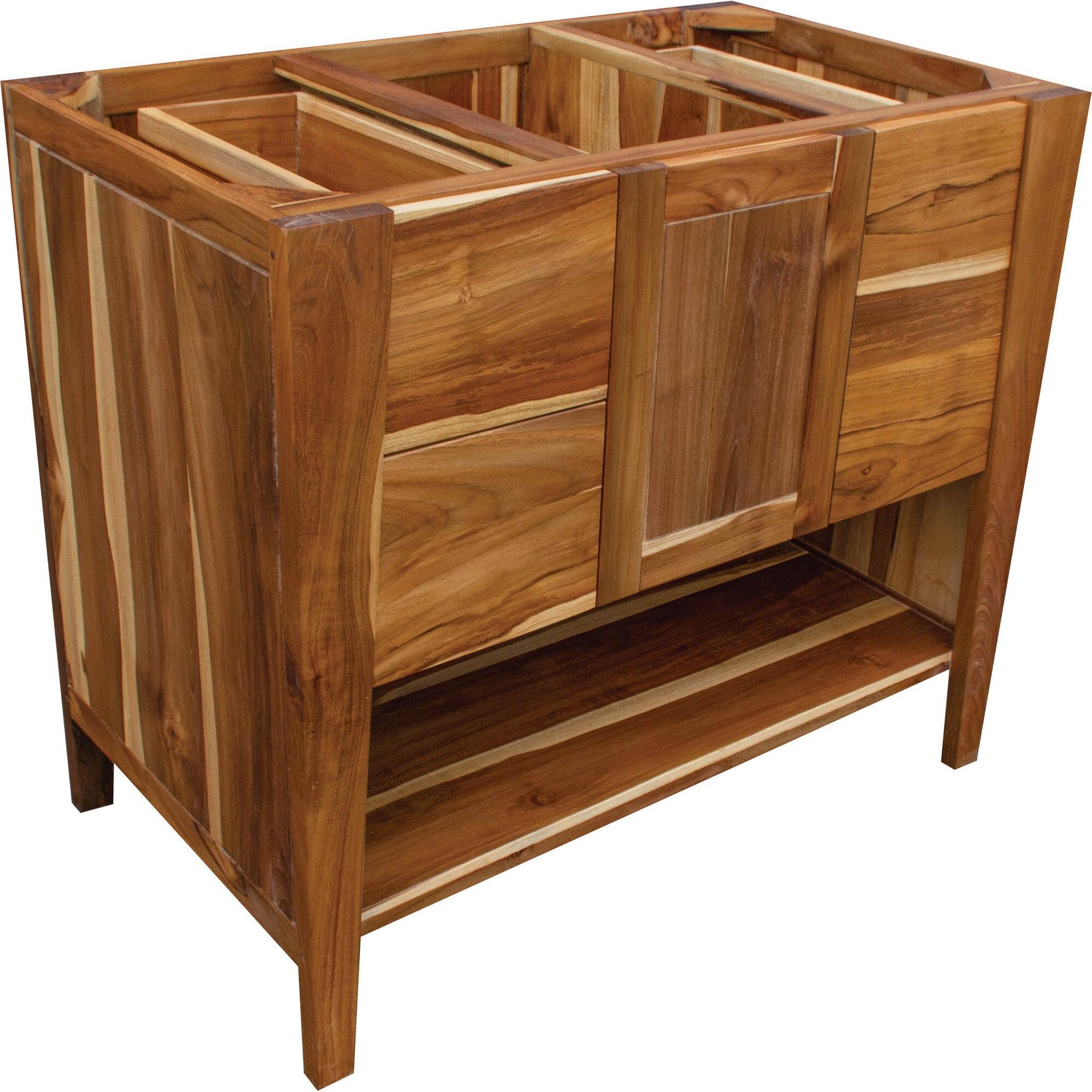 EcoDecors by E&T Horizons, EcoDecors Significado 36" EarthyTeak Solid Teak Wood Fully Assembled Freestanding Vanity Base