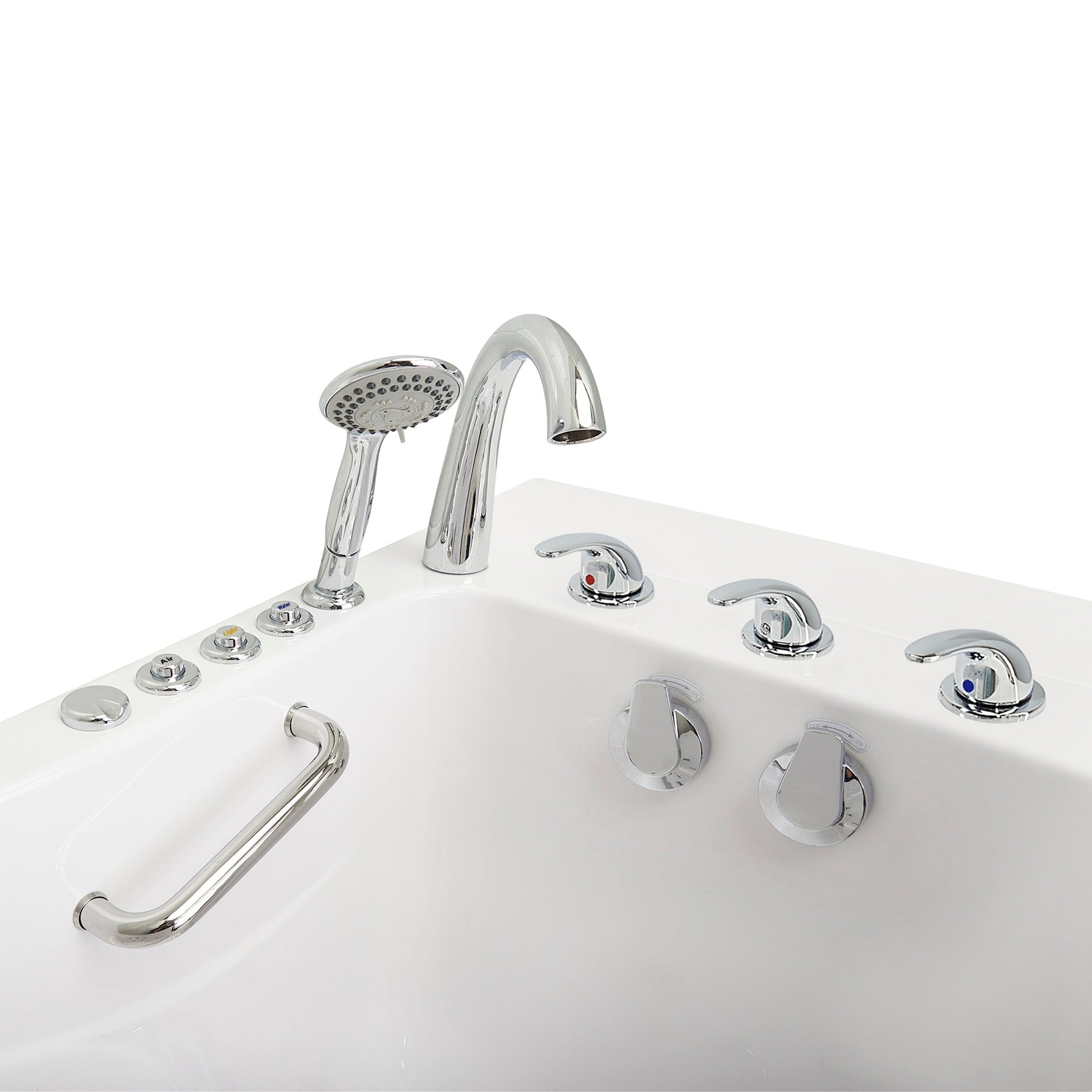 Ella's Bubbles, Ella's Bubbles Capri 30" x 52" White Acrylic Air and Hydro Massage Walk-In Bathtub With 5-Piece Fast Fill Faucet, 2" Dual Drain and Left Outward Swing Door