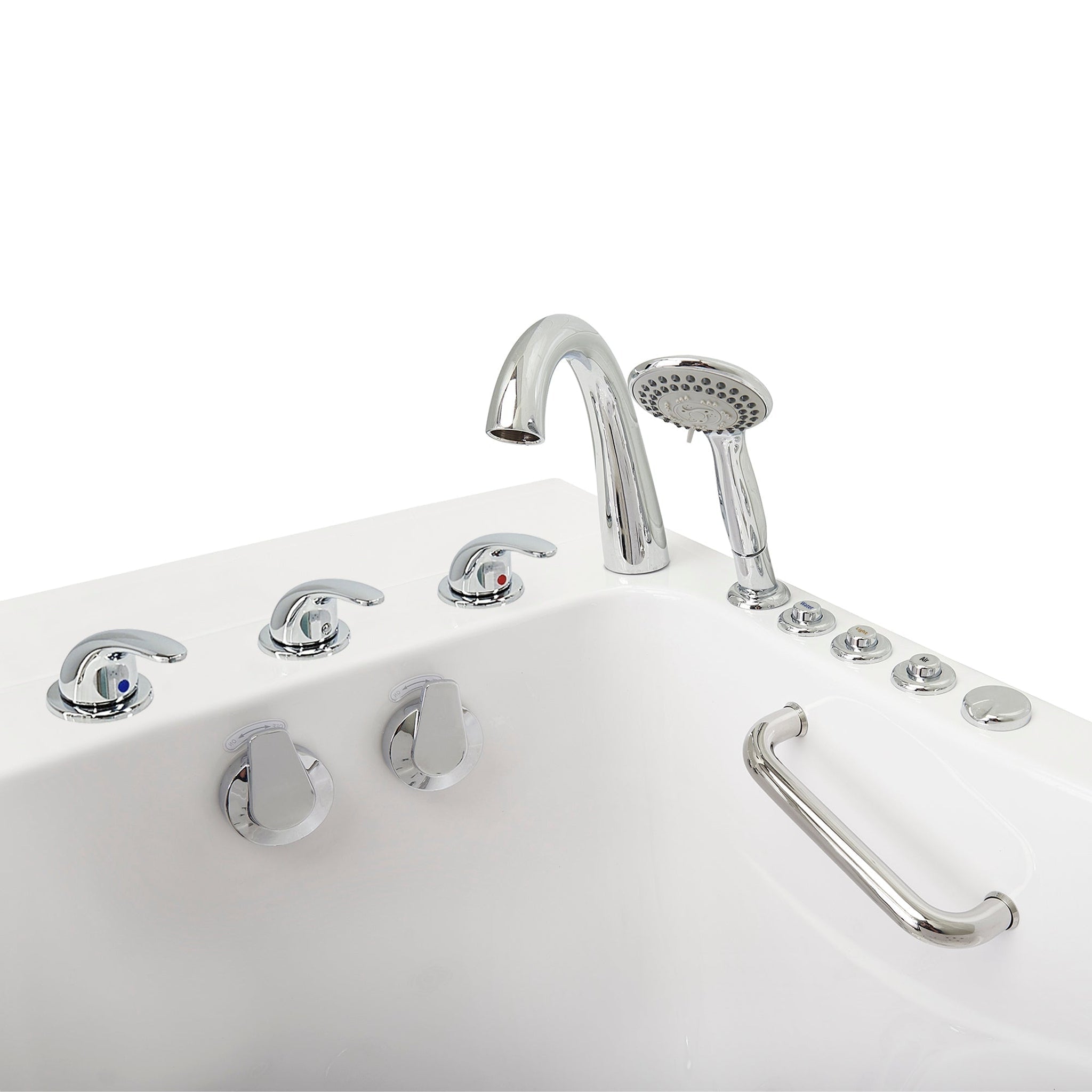 Ella's Bubbles, Ella's Bubbles Capri 30" x 52" White Acrylic Air and Hydro Massage Walk-In Bathtub With 5-Piece Fast Fill Faucet, 2" Dual Drain and Right Outward Swing Door