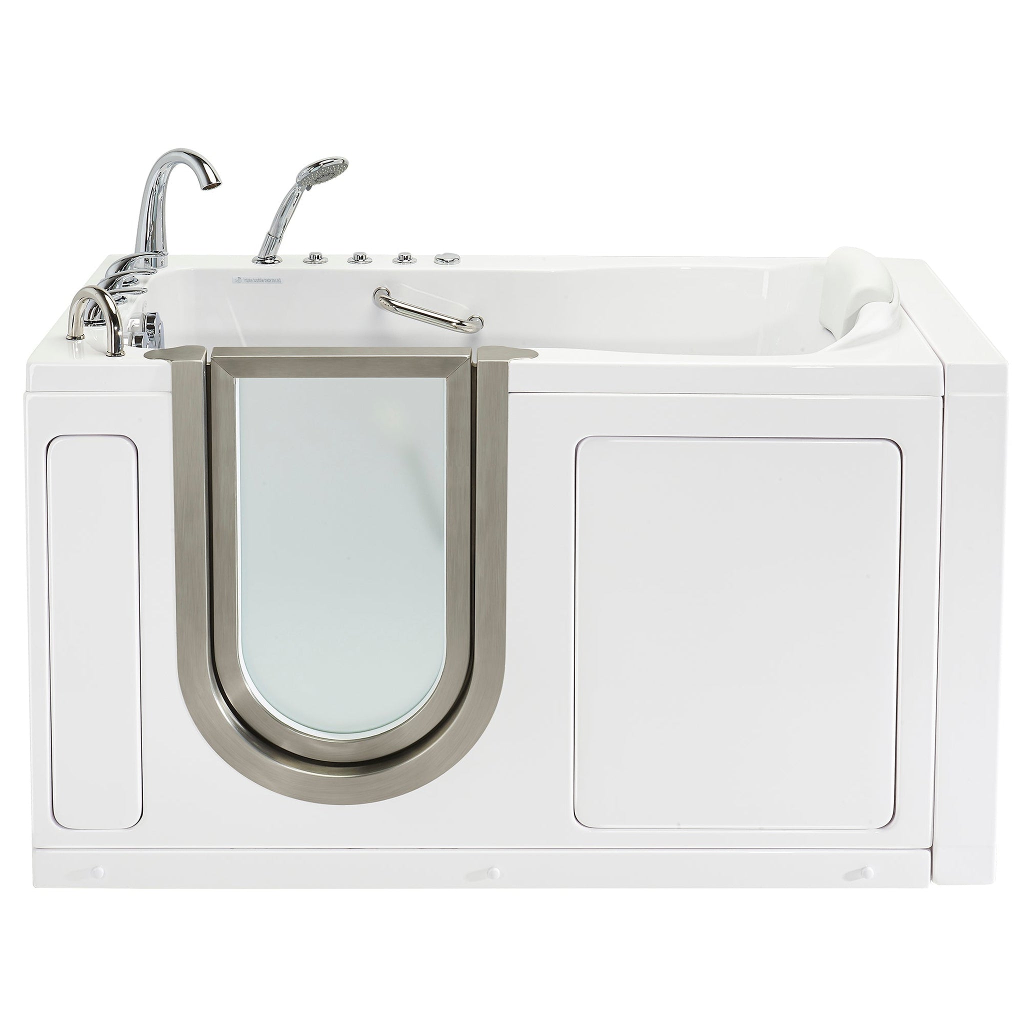 Ella's Bubbles, Ella's Bubbles Deluxe 30" x 55" White Acrylic Air and Hydro Massage Walk-In Bathtub With 5-Piece Fast Fill Faucet, 2" Dual Drain and Left Inward Swing Door