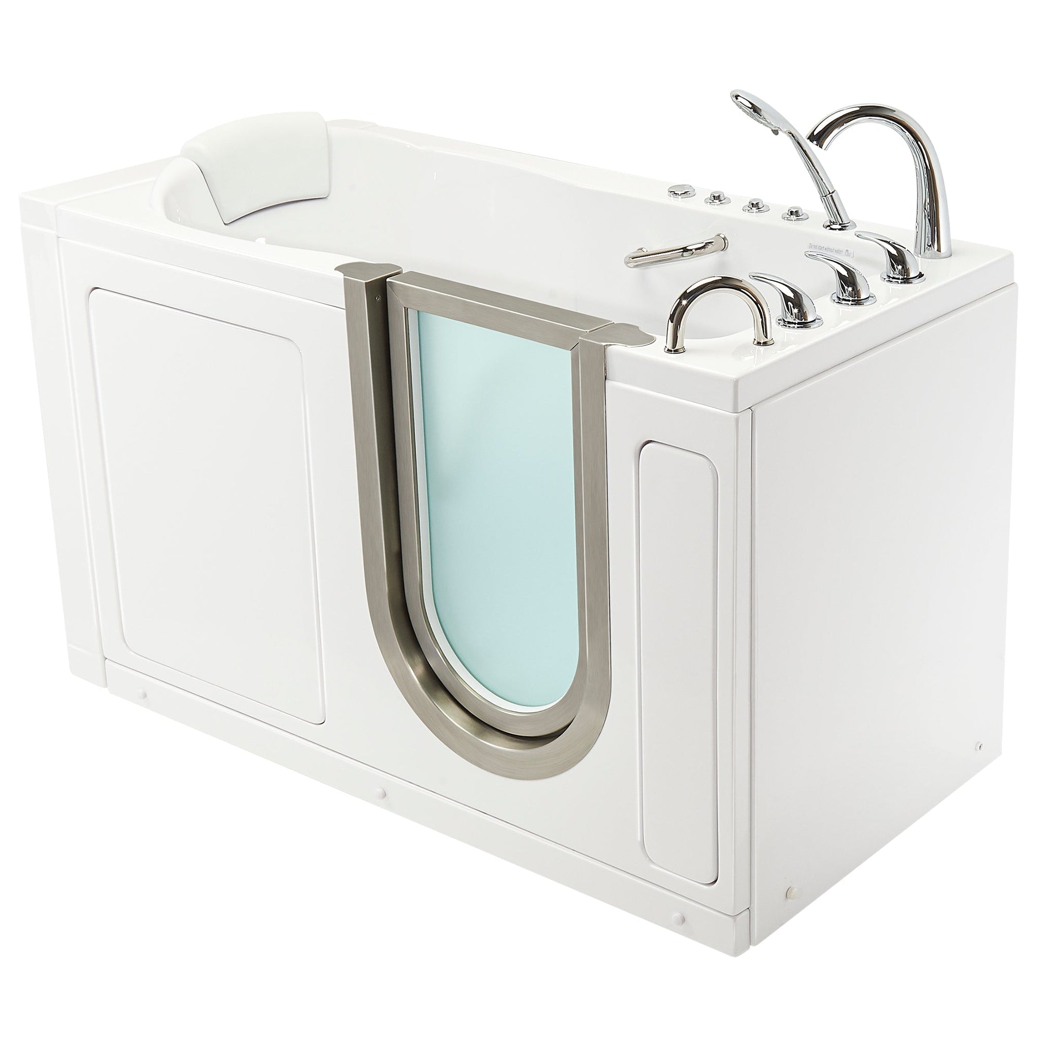 Ella's Bubbles, Ella's Bubbles Deluxe 30" x 55" White Acrylic Air and Hydro Massage Walk-In Bathtub With 5-Piece Fast Fill Faucet, 2" Dual Drain and Right Inward Swing Door