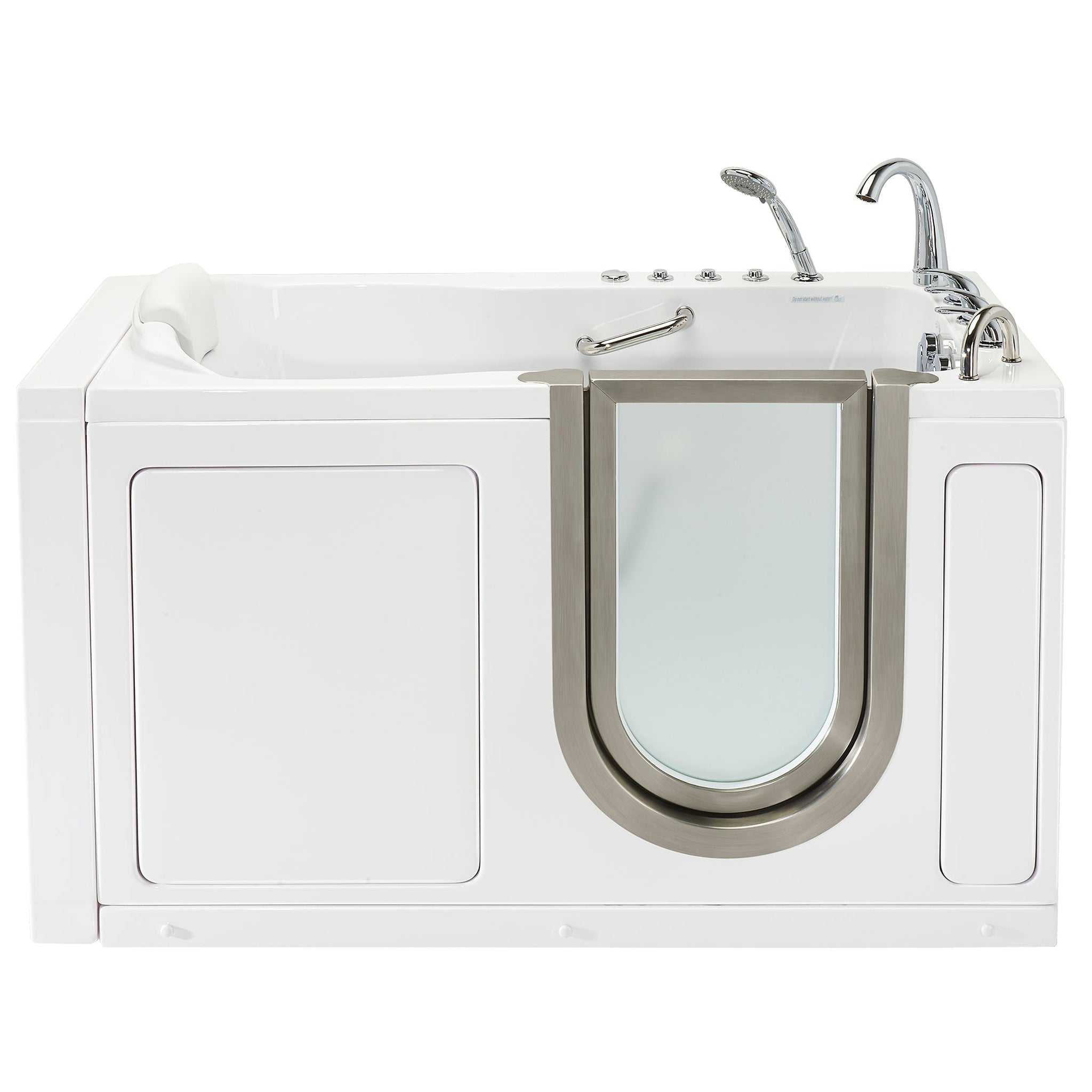 Ella's Bubbles, Ella's Bubbles Deluxe 30" x 55" White Acrylic Air and Hydro Massage Walk-In Bathtub With 5-Piece Fast Fill Faucet, 2" Dual Drain and Right Inward Swing Door