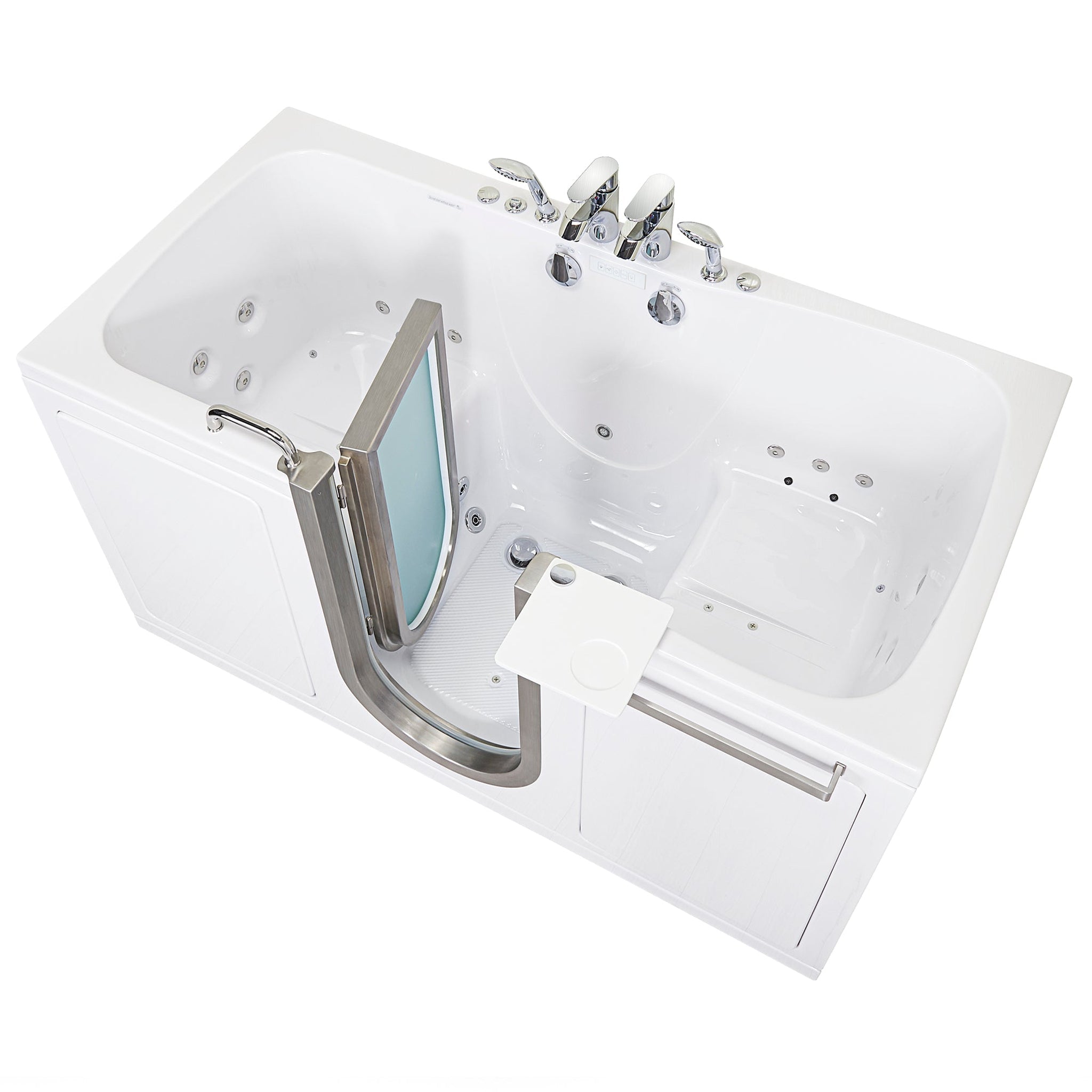 Ella's Bubbles, Ella's Bubbles Escape 36" x 72" Two-Seated Hydro + Air Massage Walk-In Bathtub With Independent Foot Massage, Two 2-Piece Fast Fill Faucet, 2" Dual Drains and Left U-Shape Outswing Door