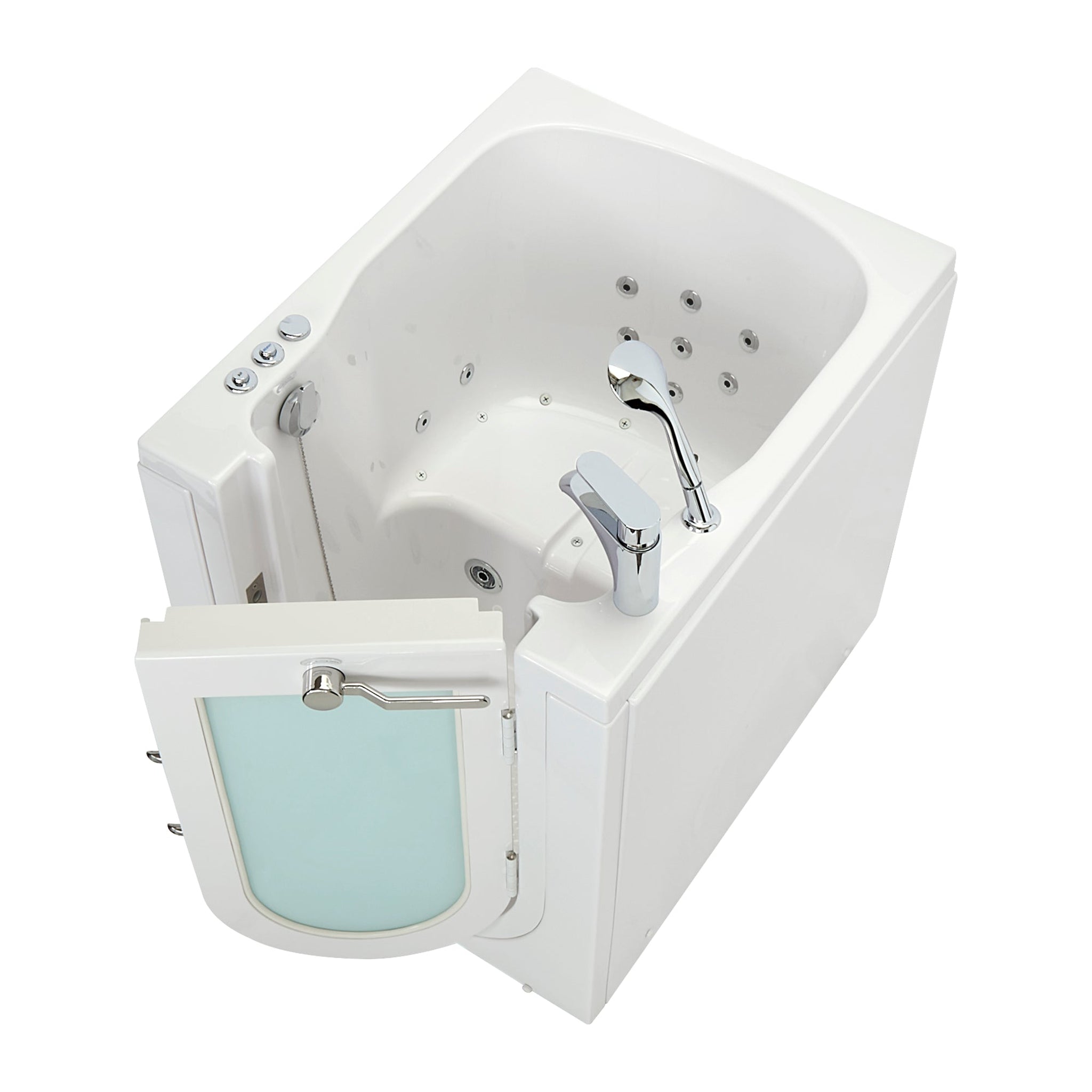 Ella's Bubbles, Ella's Bubbles Front Entry 32" x 40" White Acrylic Air and Hydro Massage Walk-In Bathtub With 2 Piece Fast Fill Faucet, 2" Dual Drain and Right Outward Swing Door