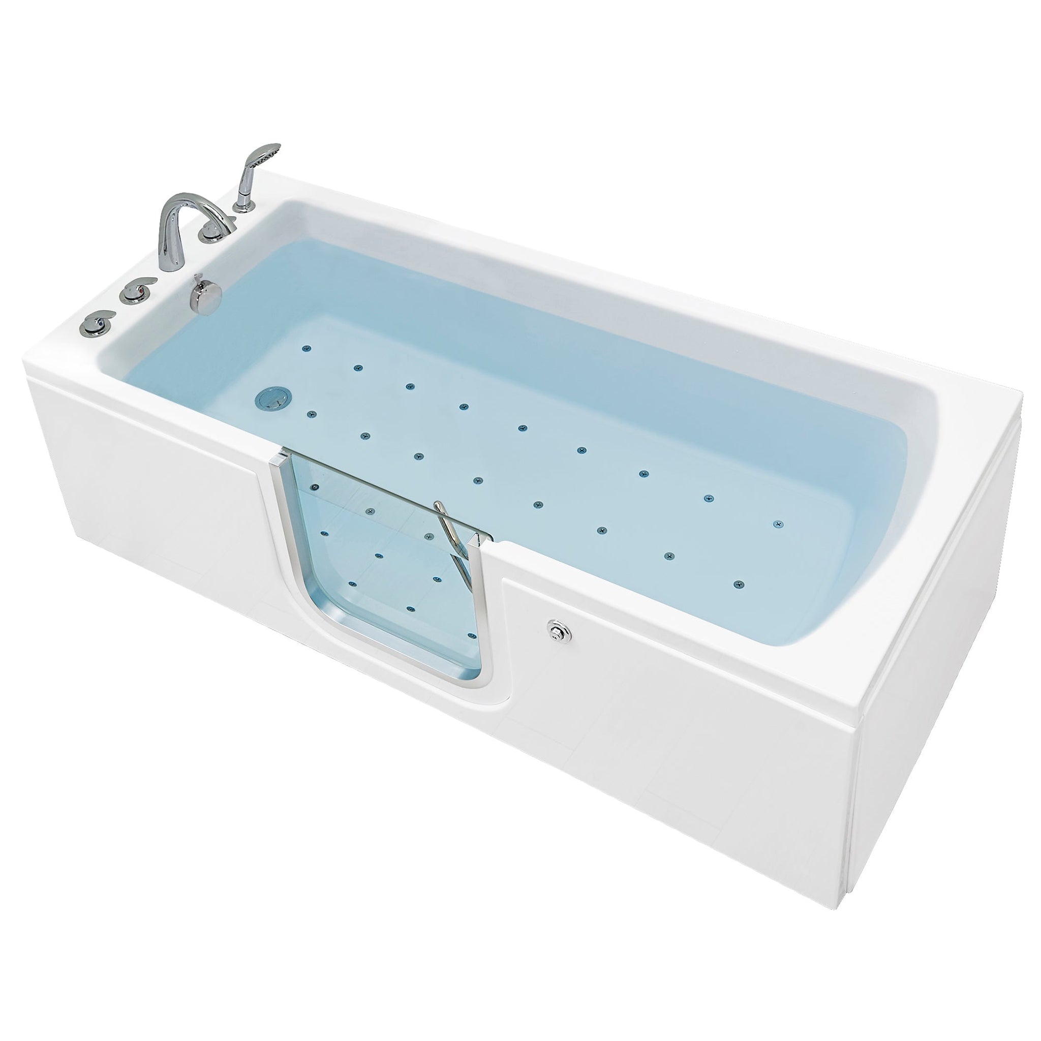 Ella's Bubbles, Ella's Bubbles Laydown 32" x 72" White Acrylic Air Massage Walk-In Bathtub With 5-Piece Fast Fill Faucet and Left Inward Swing Door