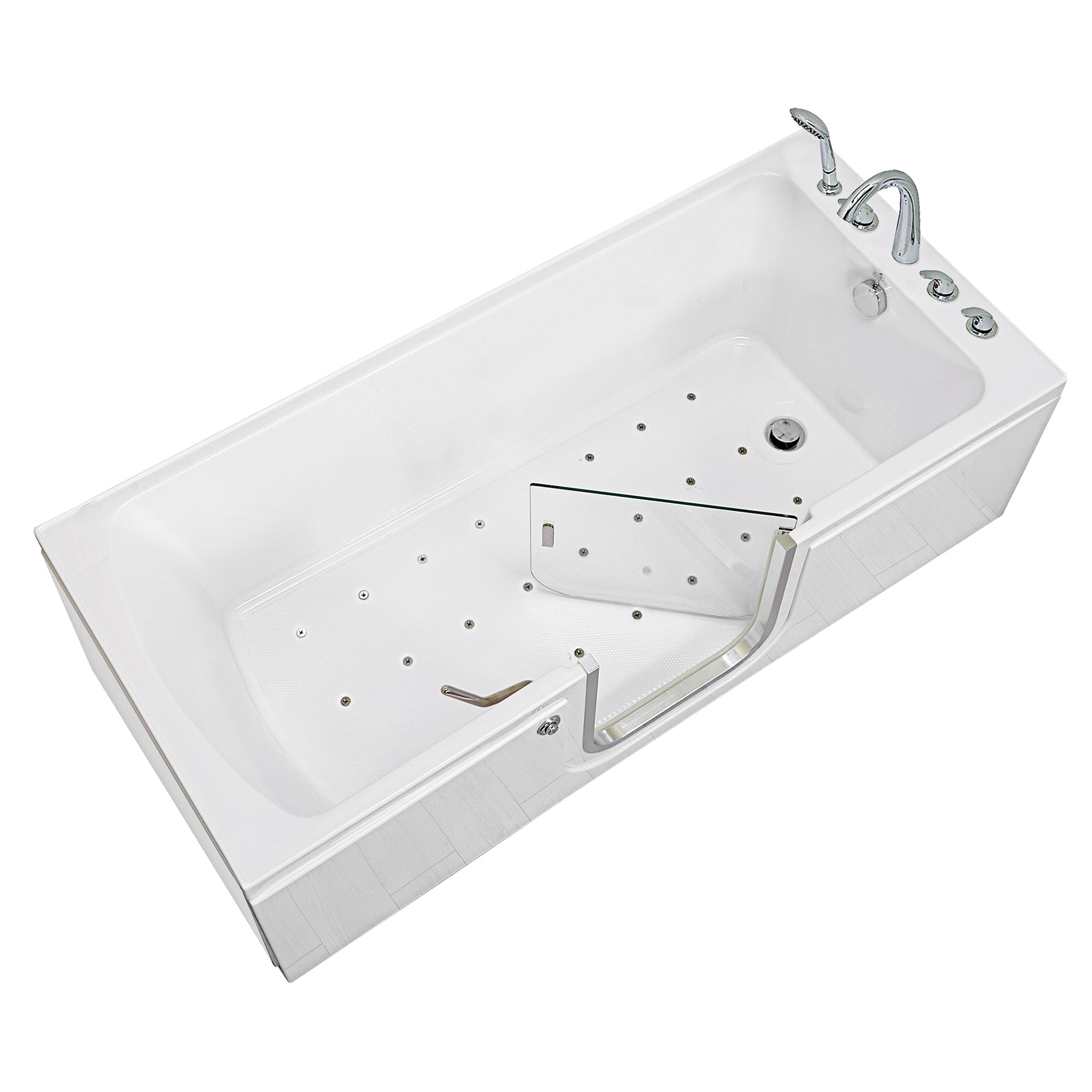 Ella's Bubbles, Ella's Bubbles Laydown 32" x 72" White Acrylic Air Massage Walk-In Bathtub With 5-Piece Fast Fill Faucet and Right Inward Swing Door