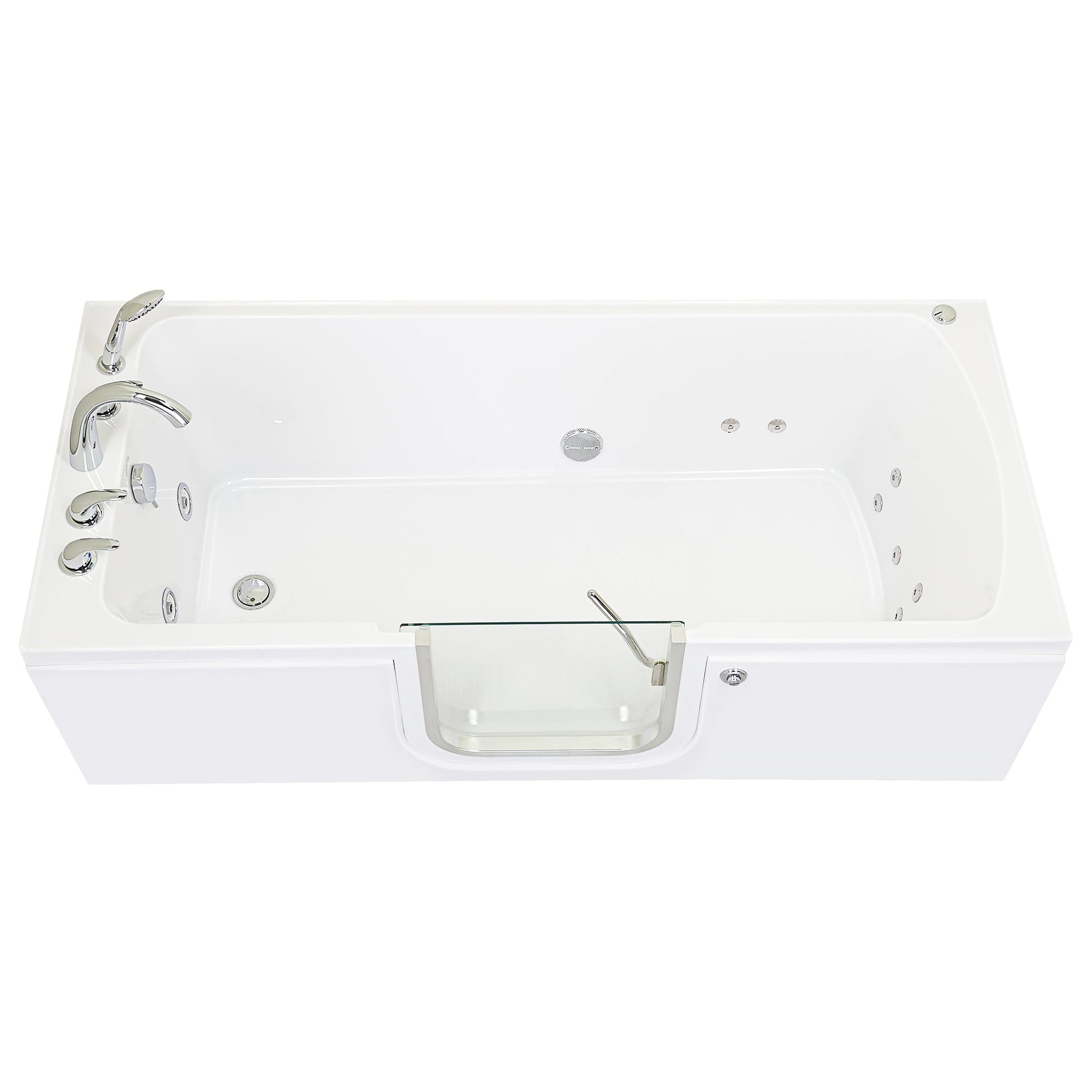 Ella's Bubbles, Ella's Bubbles Laydown 32" x 72" White Acrylic Hydro Jet Massage Walk-In Bathtub With 5-Piece Fast Fill Faucet and Left Inward Swing Door